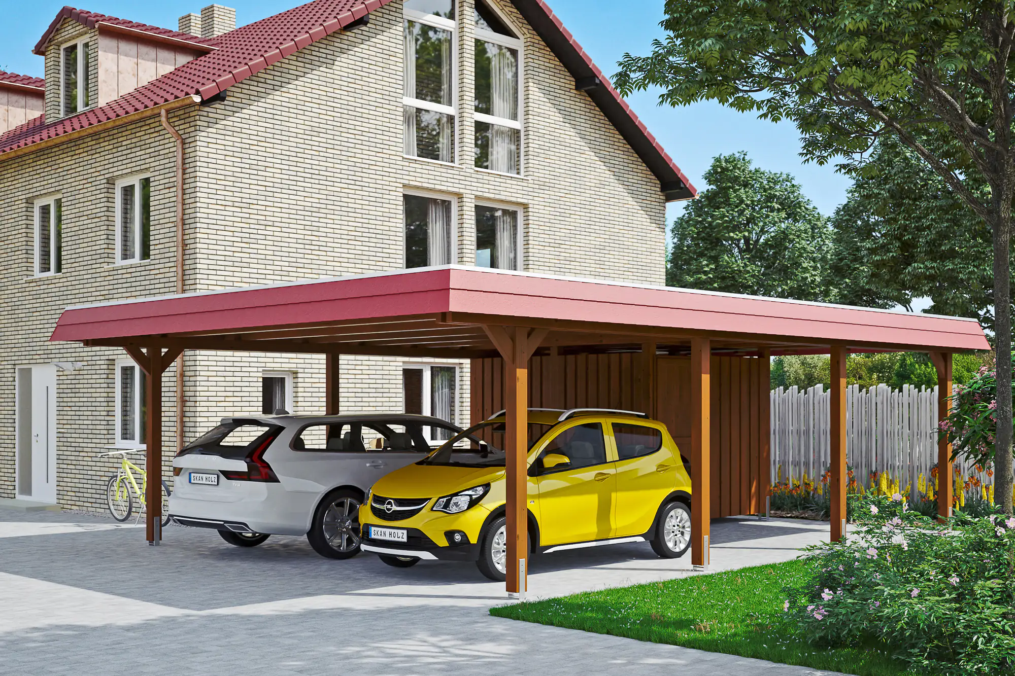 4018211026357 SKAN HOLZ Carport Wendland mit Abstellraum 630 x 879 cm mit EPDM-Dach