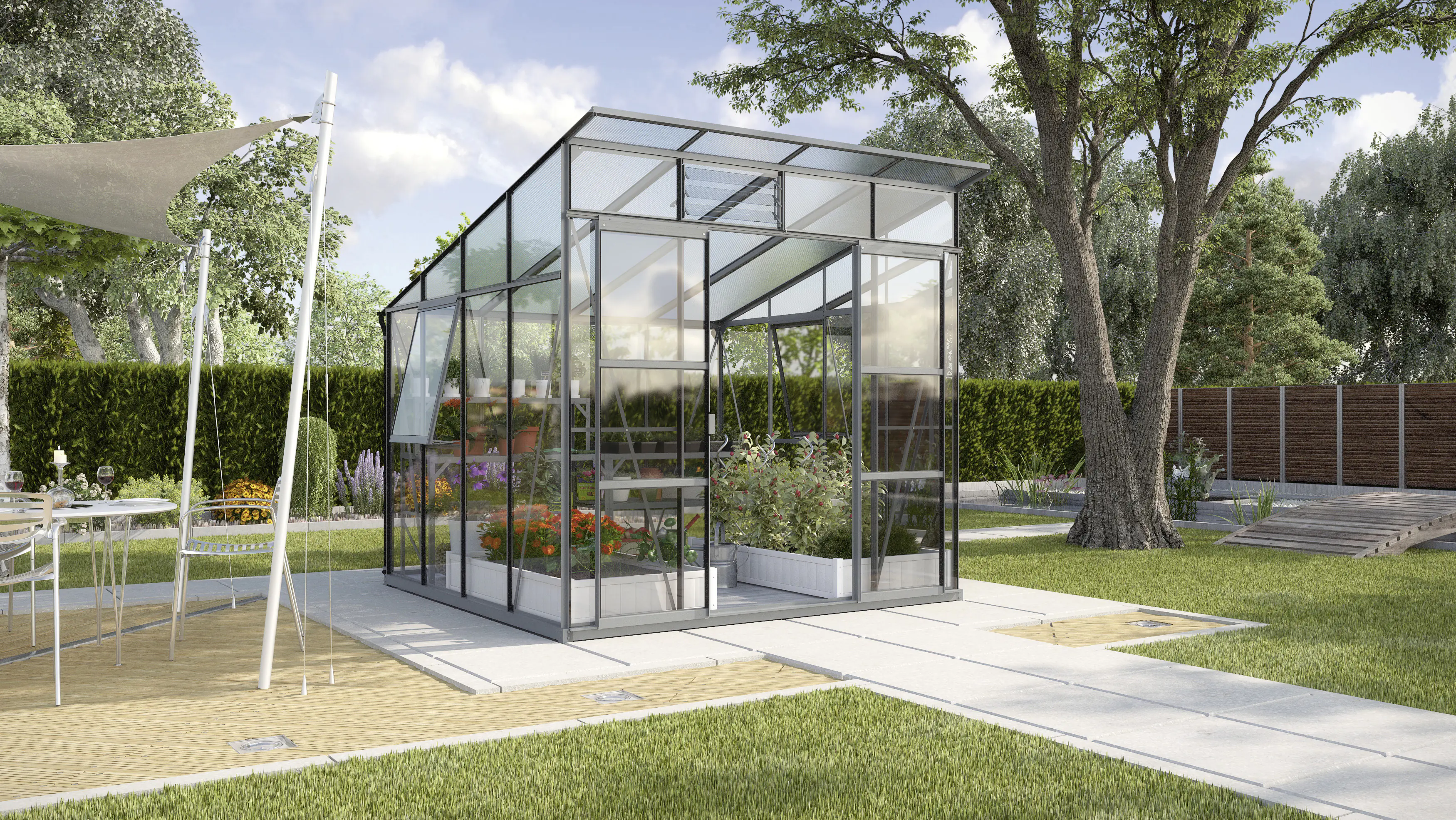 Vitavia Gewächshaus Freya 7600 254 x 254 cm 3 mm Sicherheitsglas Vitavia Gewächshaus Freya 7600 254 x 254 cm 3 mm Sicherheitsglas