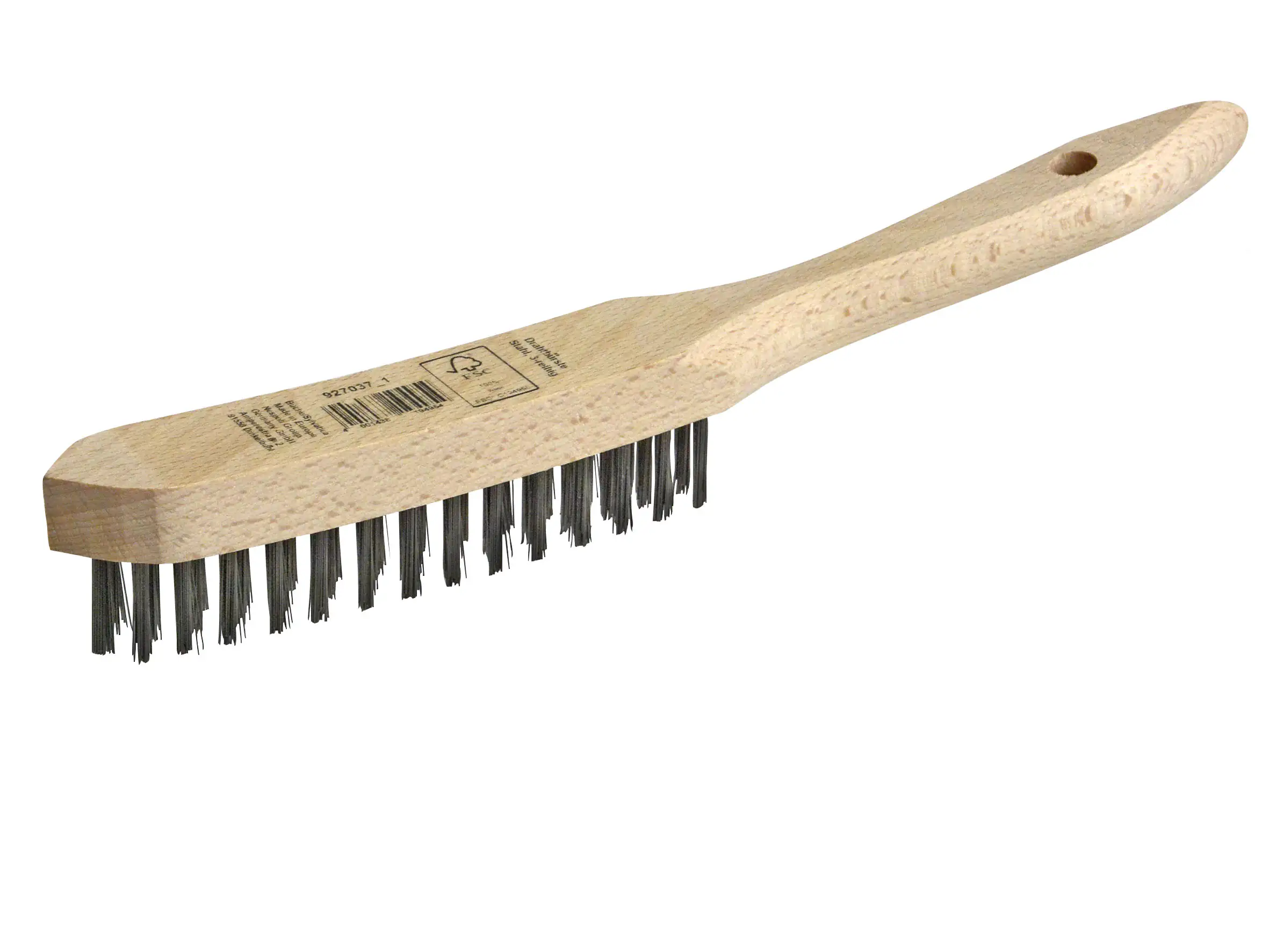 Nespoli Drahtbürste 3-reihig gerade Stahl 28,5 x 2,8 cm -Griff