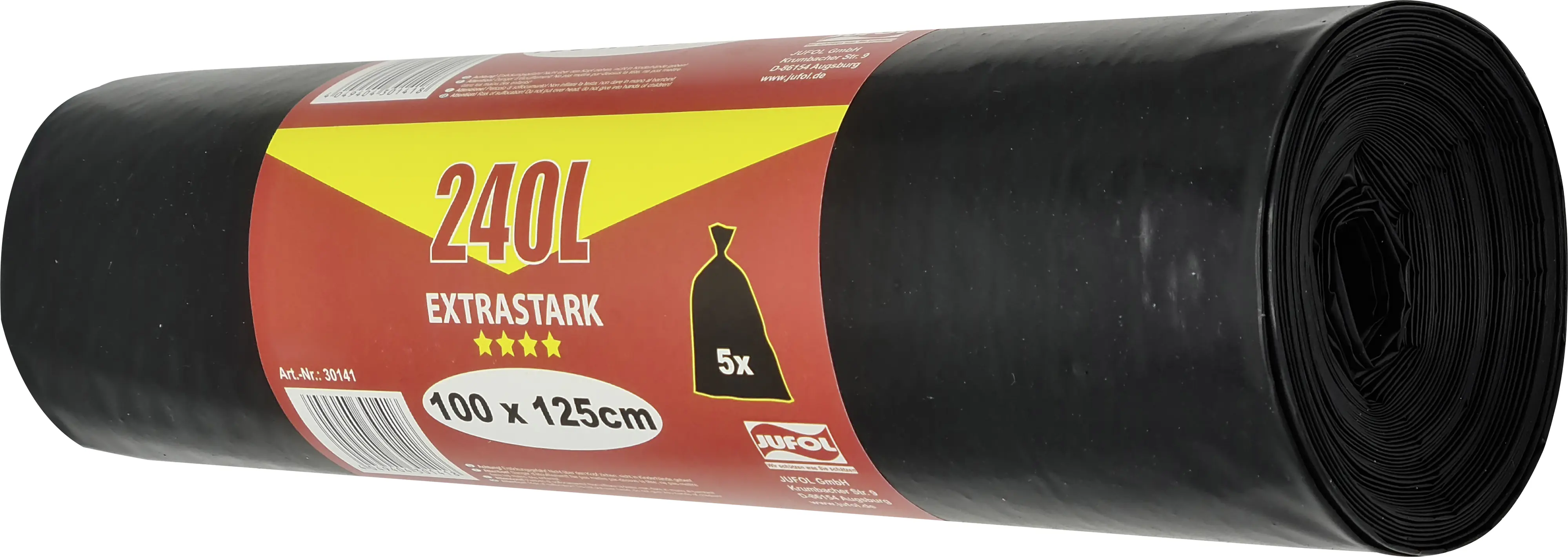 Müllsäcke 240 L 1000 x 1250 mm schwarz, 5 Stück, LDPE ca. 50 mµ