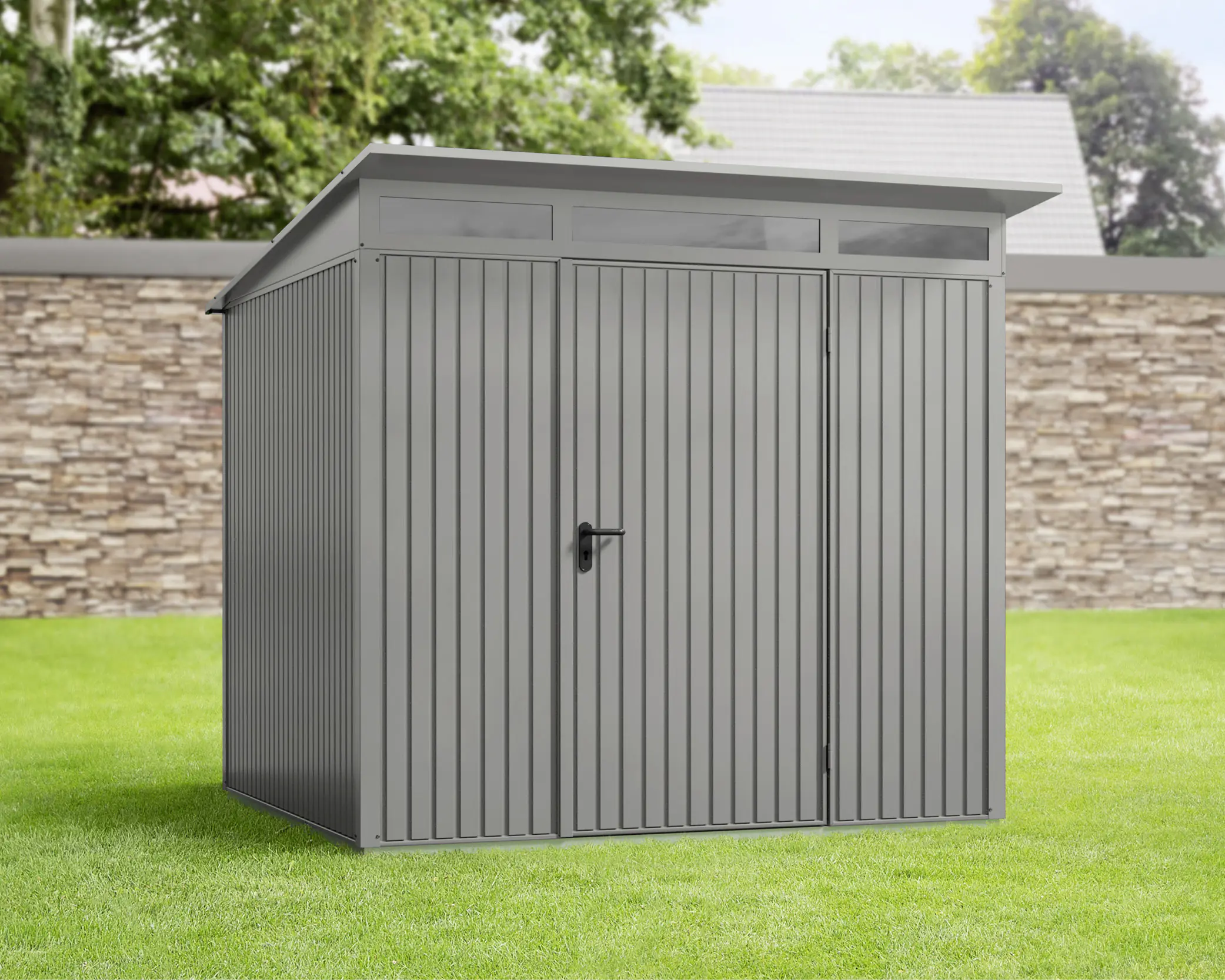 EcoStar Gerätehaus Trend-P Typ 2 graualuminium 247,9 x 283,4 x 232,3 cm