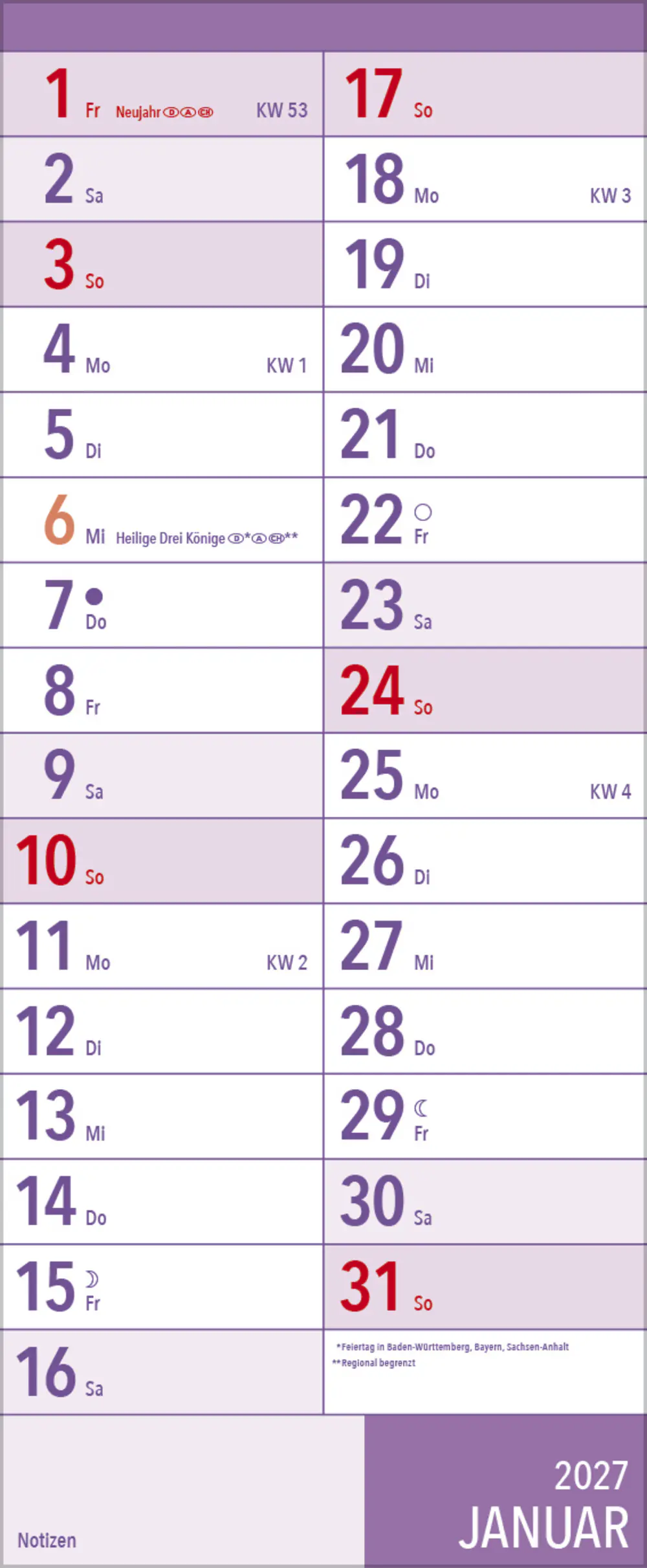 Korsch Kalender XL-Planer Großdruck 2027 