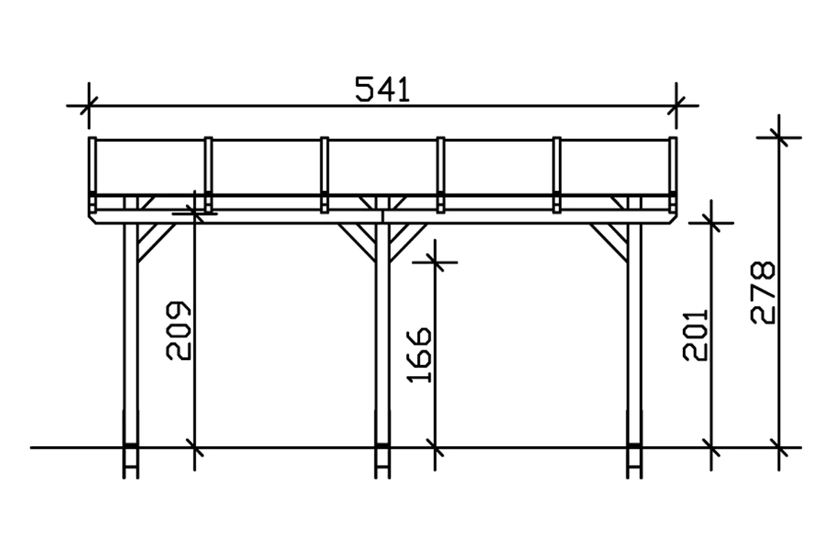 SKAN HOLZ Terrassenüberdachung Siena 541 x 400 cm, Leimholz, natur