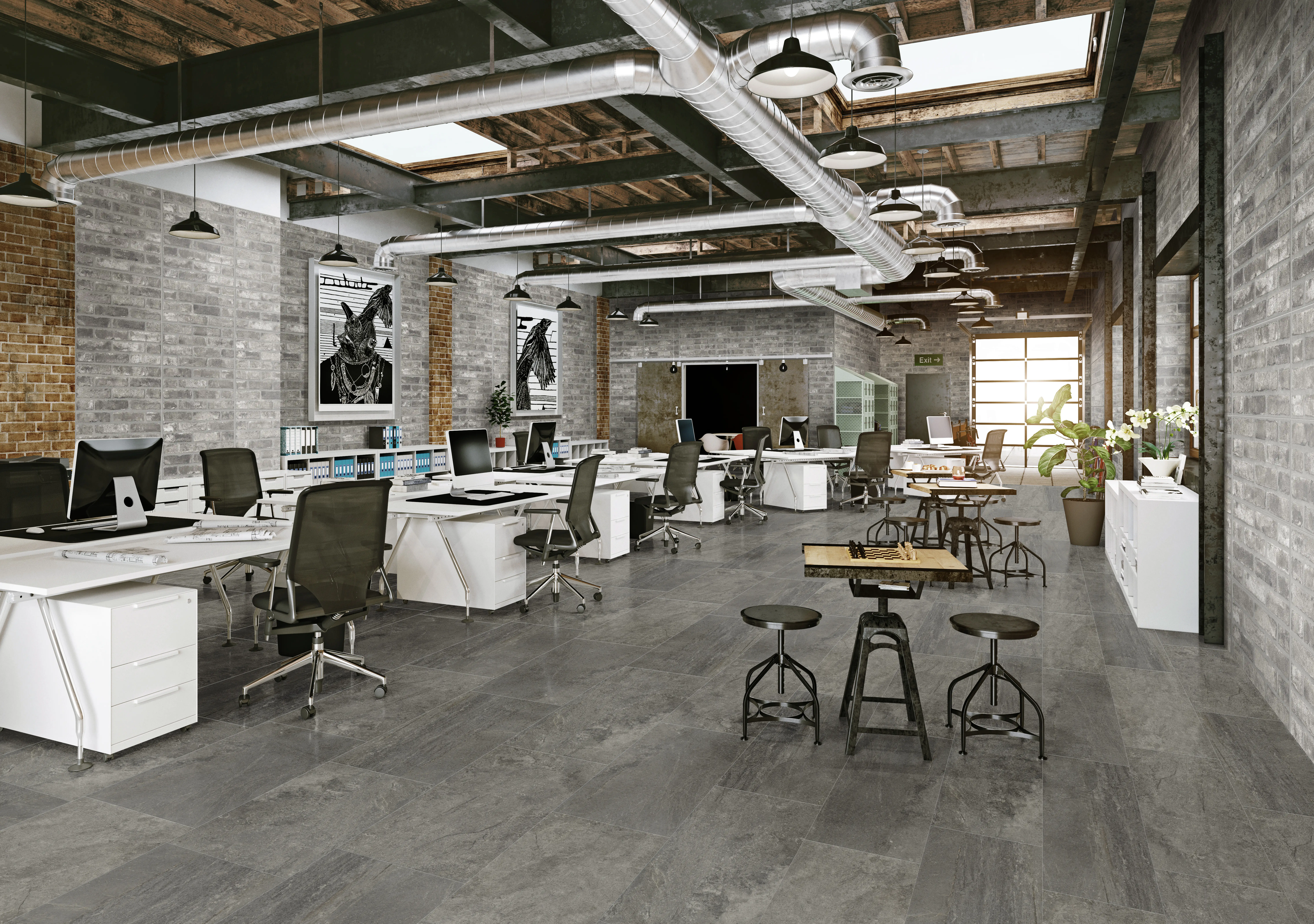 Bodenfliese Feinsteinzeug Roccia 31 x 62 cm anthrazit