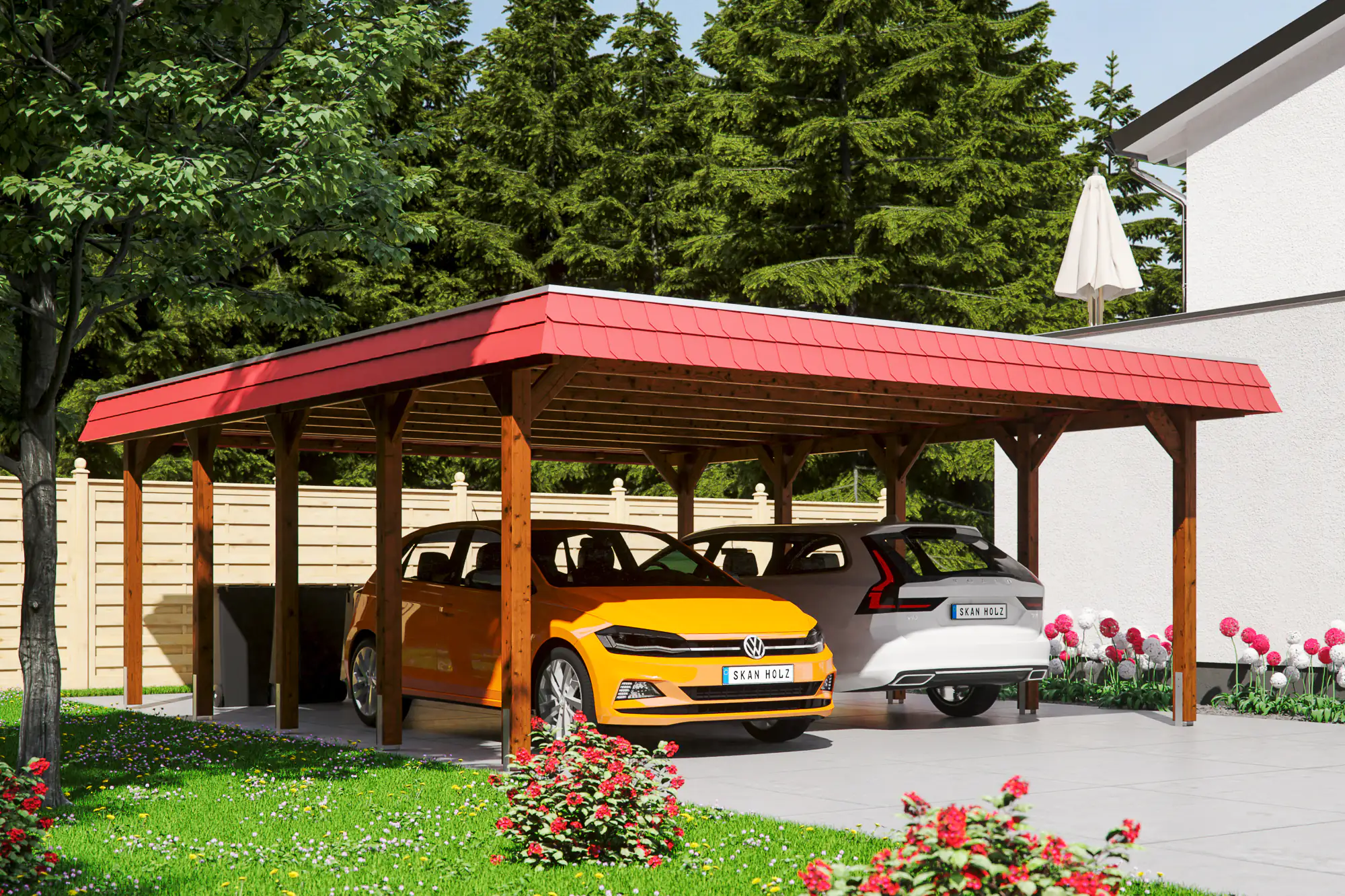 4018211034154 SKAN HOLZ Carport Spreewald 585 x 741 cm mit EPDM-Dach