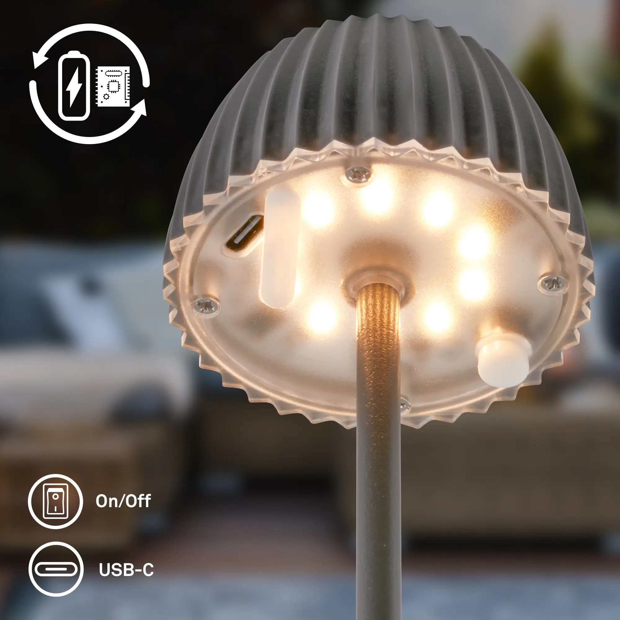 Briloner LED-Gartenleuchte Spießleuchte Riffle anthrazit dimmbar 