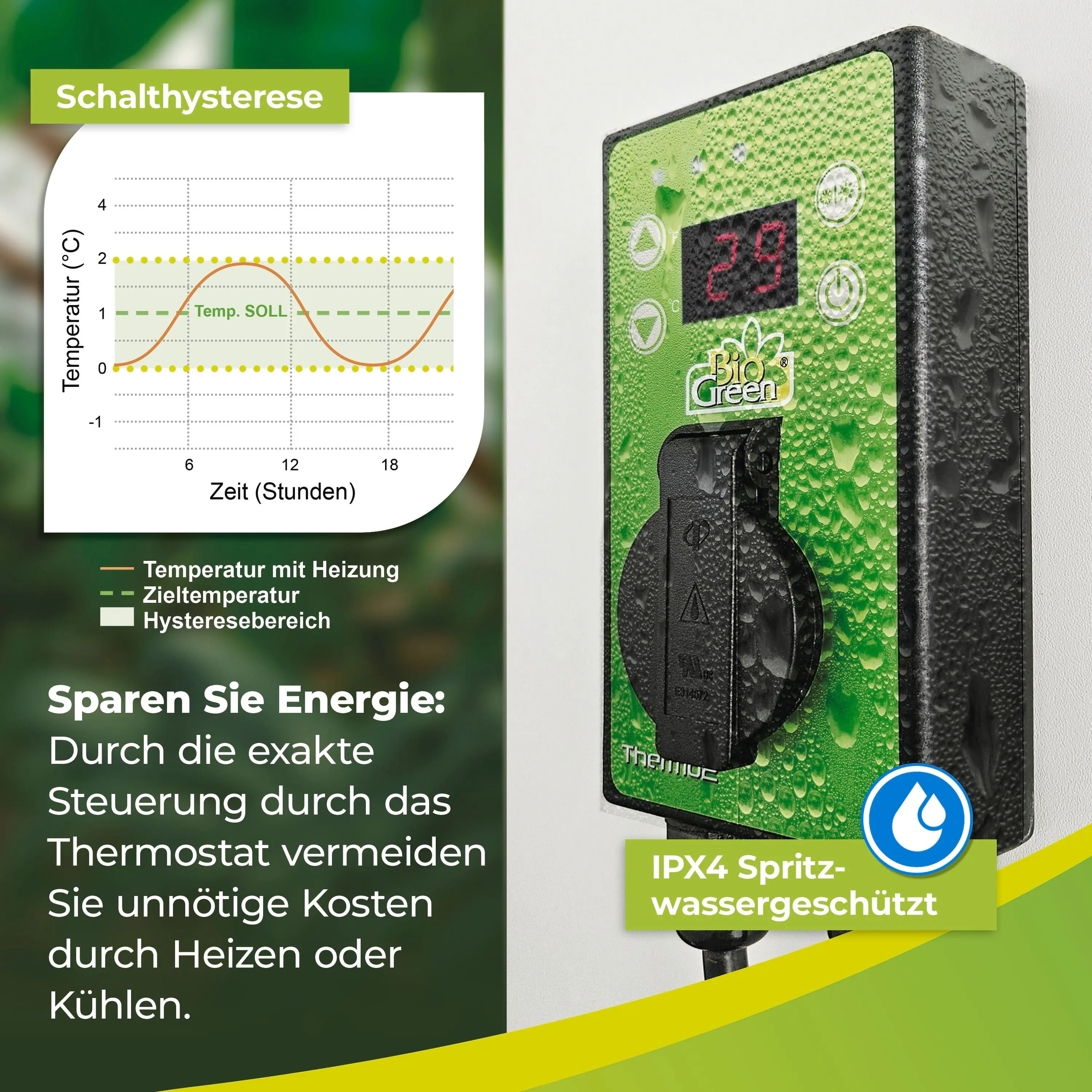BioGreen Wärmeplatte als Anzuchtbooster für Pflanzen 25 x 35 cm 15 W inkl. Digital-Thermostat