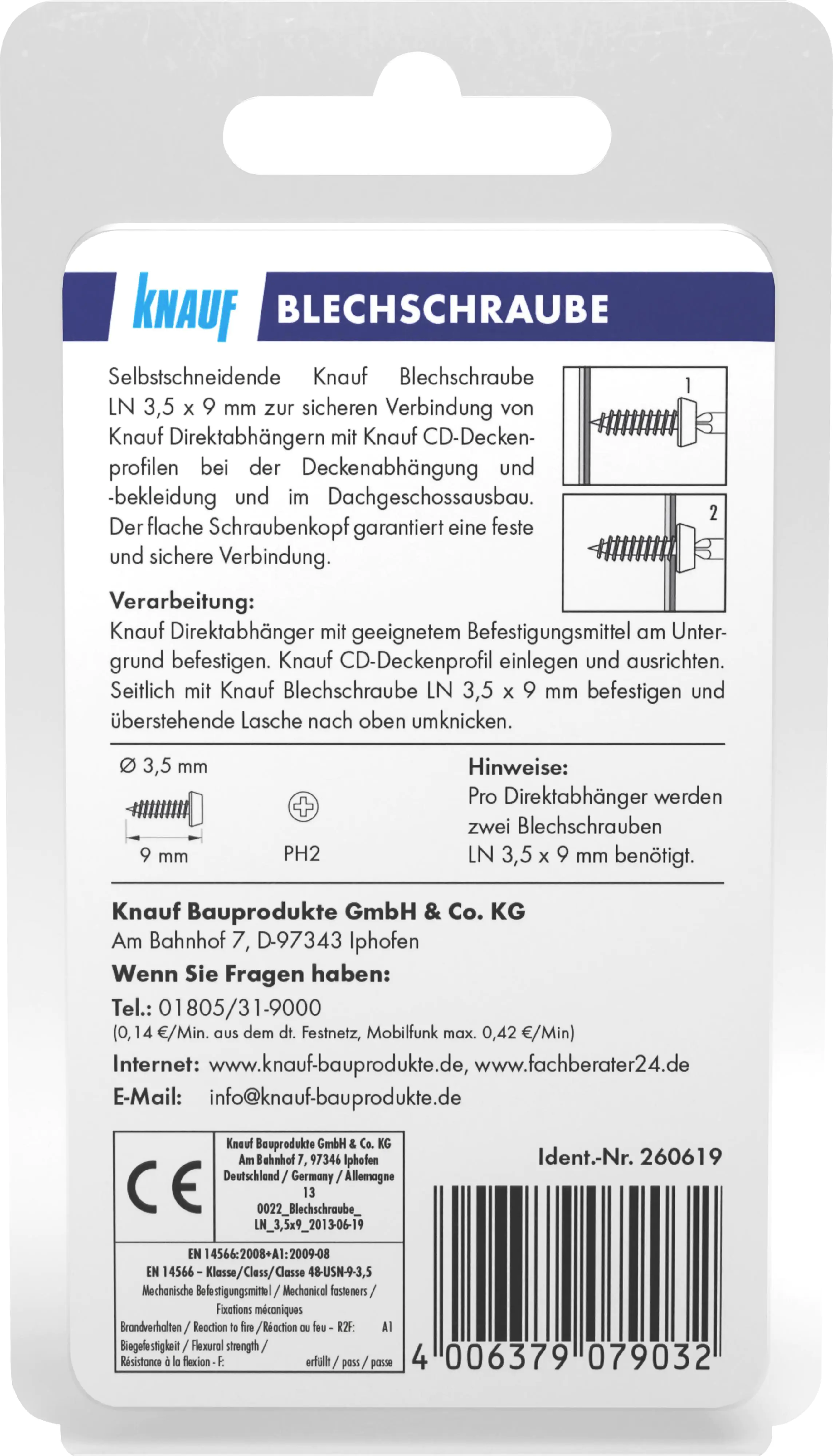 Knauf Blechschrauben 3.5 x 9 mm - 100 Stk.