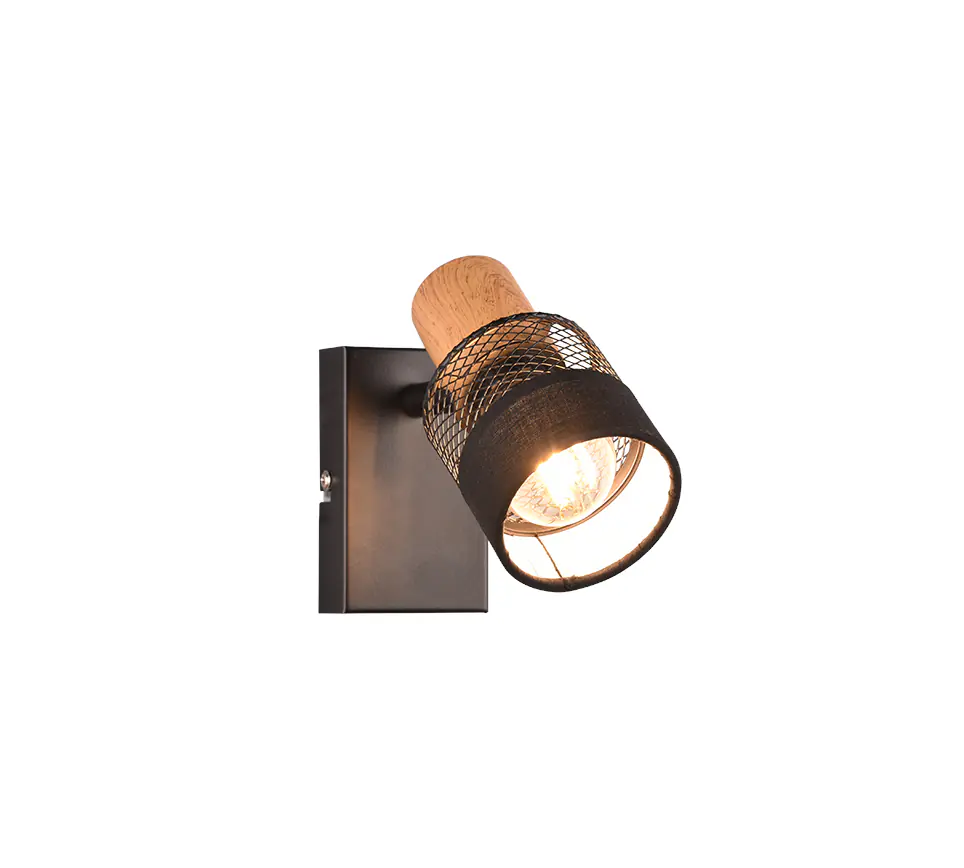 Trio Spot Nandini E14 schwarz, Metall, Holz Trio Spot Nandini E14 schwarz, Metall, Holz