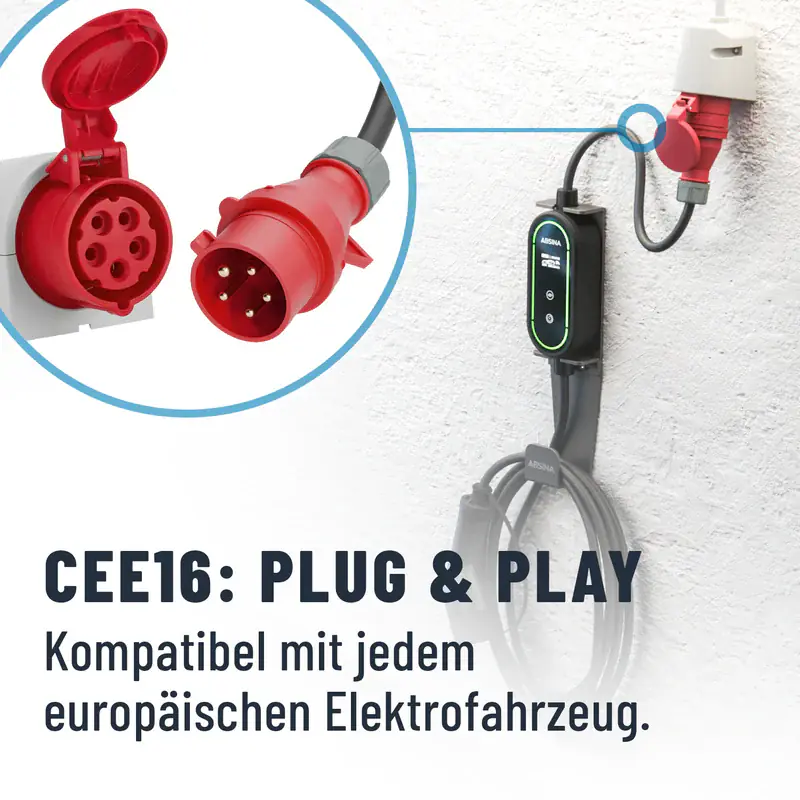 Absina mobile Ladestation Wallbox Typ 2 11 kW 6,4 m Kabel