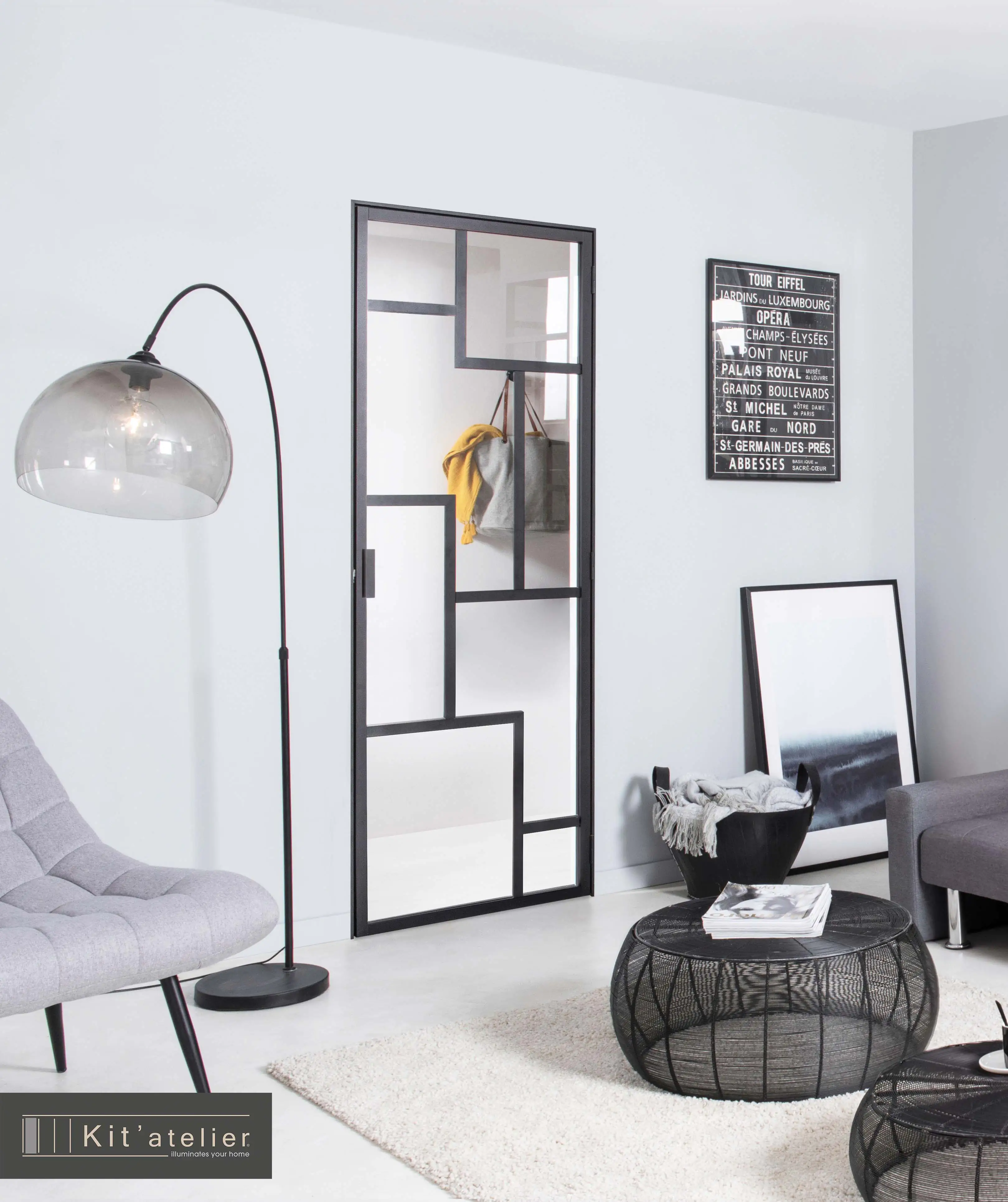 Glastür Design 88 x 200,5 cm DIN rechts (Türmaß 83x197,2 cm)