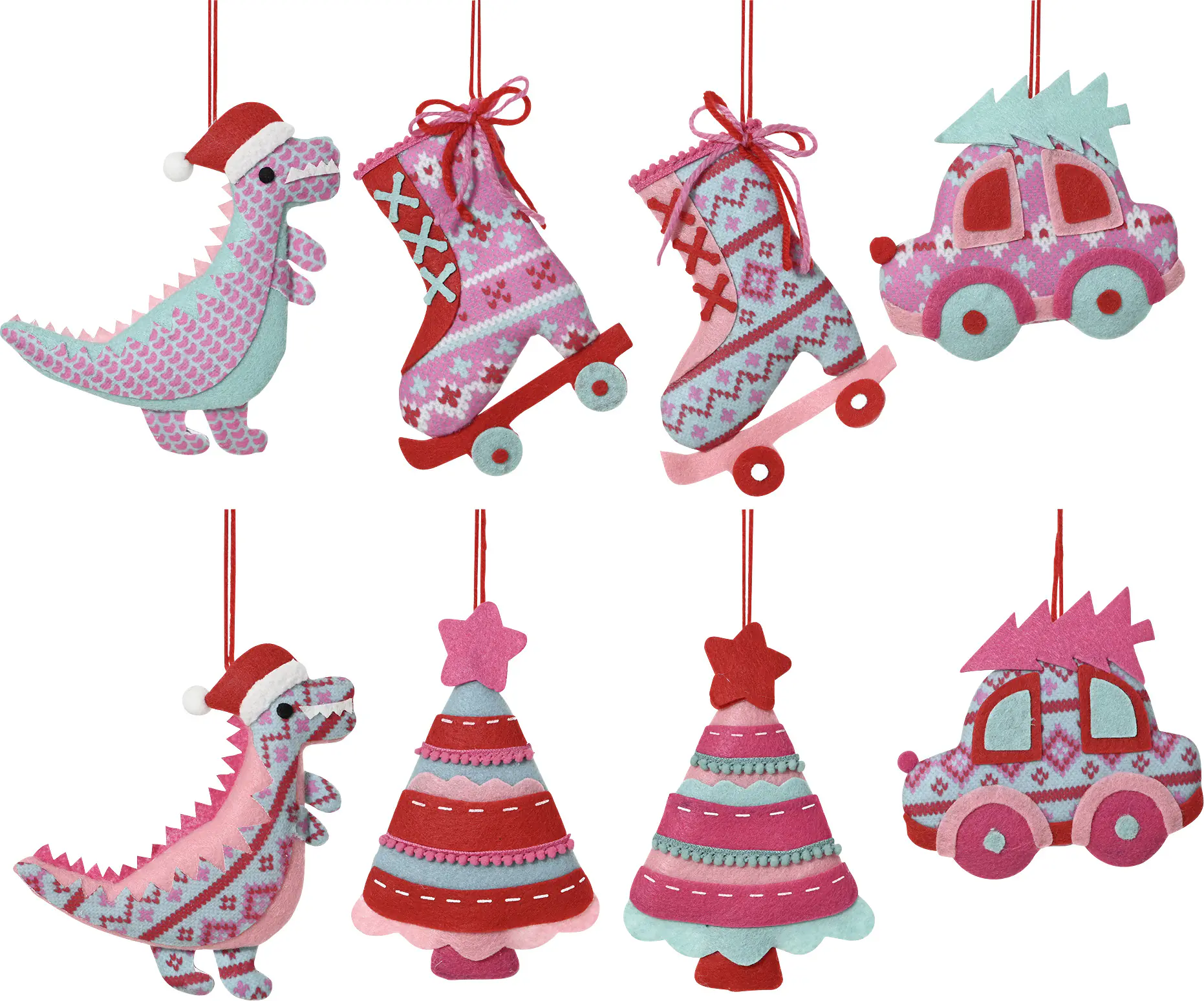 Decoris Weihnachtskugel aus Filz Ornamente 12 cm 8-fach sortiert