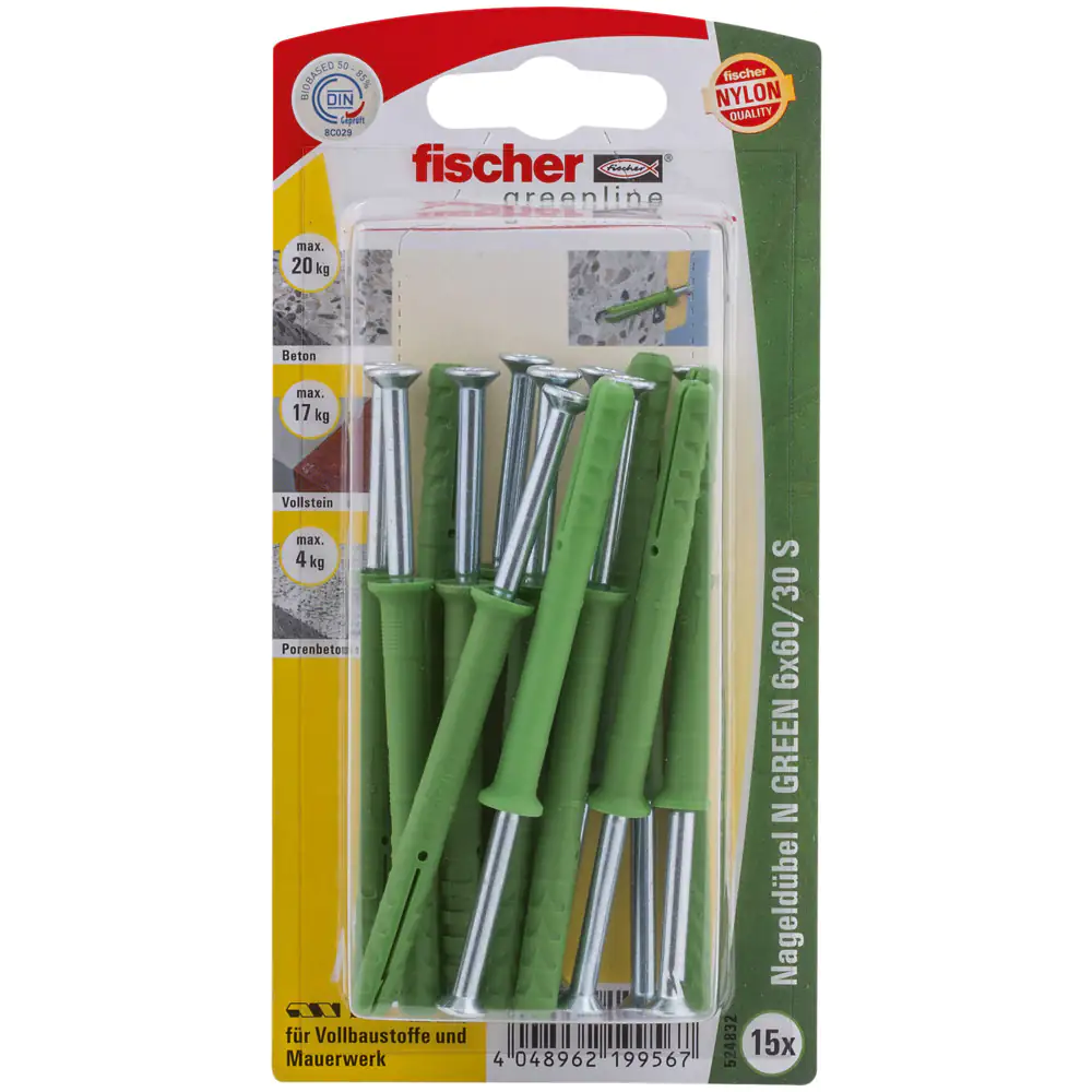 Fischer Nageldübel N green 6.0 x 60 mm - 5 Stück Fischer Nageldübel N green 6.0 x 60 mm - 5 Stück