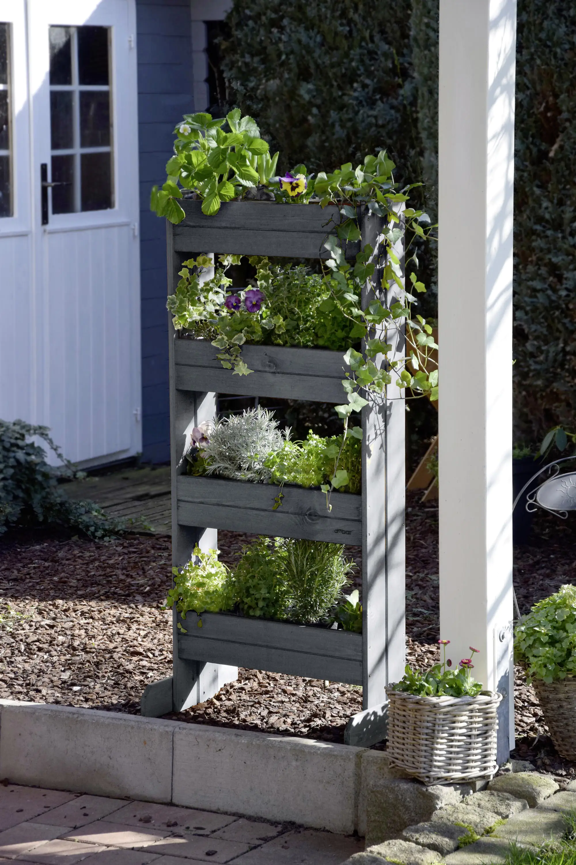 4055894583739_3169857 Dobar Vertikalbeet 4 Pflanzkästen anthrazit 55 x 40 x 125 cm