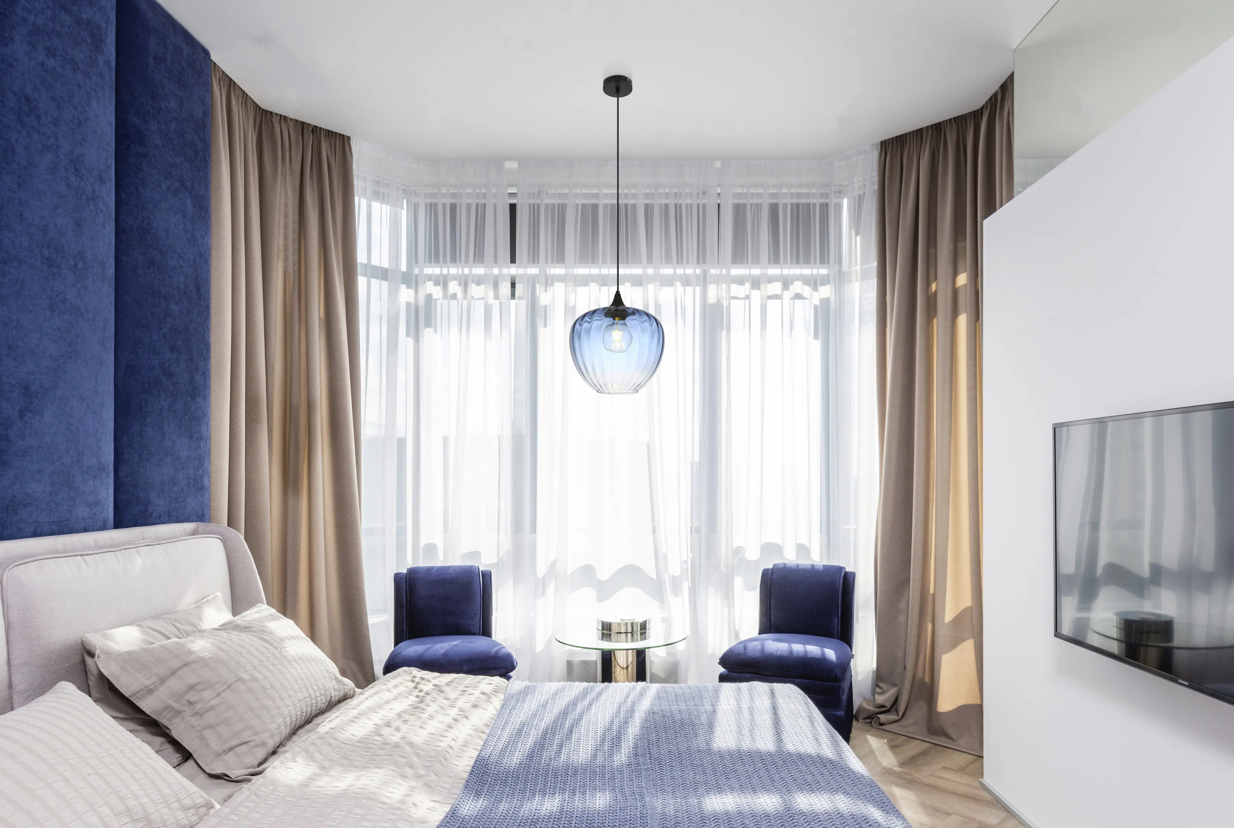 Globo Hängeleuchte Sander 29 x 120 cm (Ø x H) blau matt