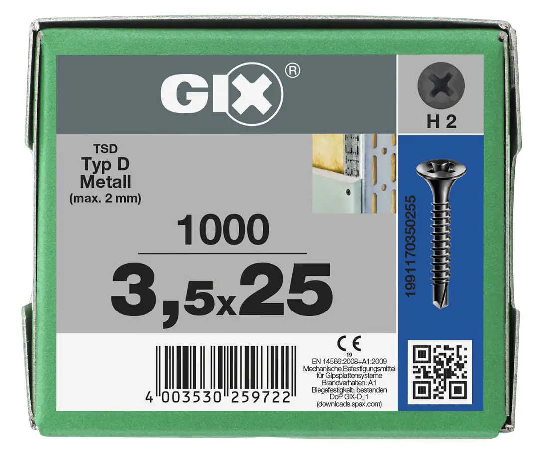 Spax Trockenbauschrauben 3.5 x 25 mm PH 2 - 1000 Stk. Spax Trockenbauschrauben 3.5 x 25 mm PH 2 - 1000 Stk.