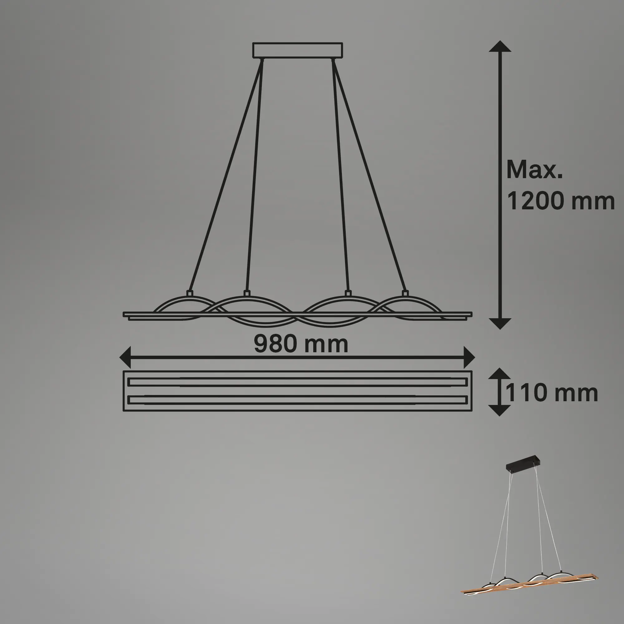 Briloner LED-Pendelleuchte VINKA schwarz holz Briloner LED-Pendelleuchte VINKA schwarz holz