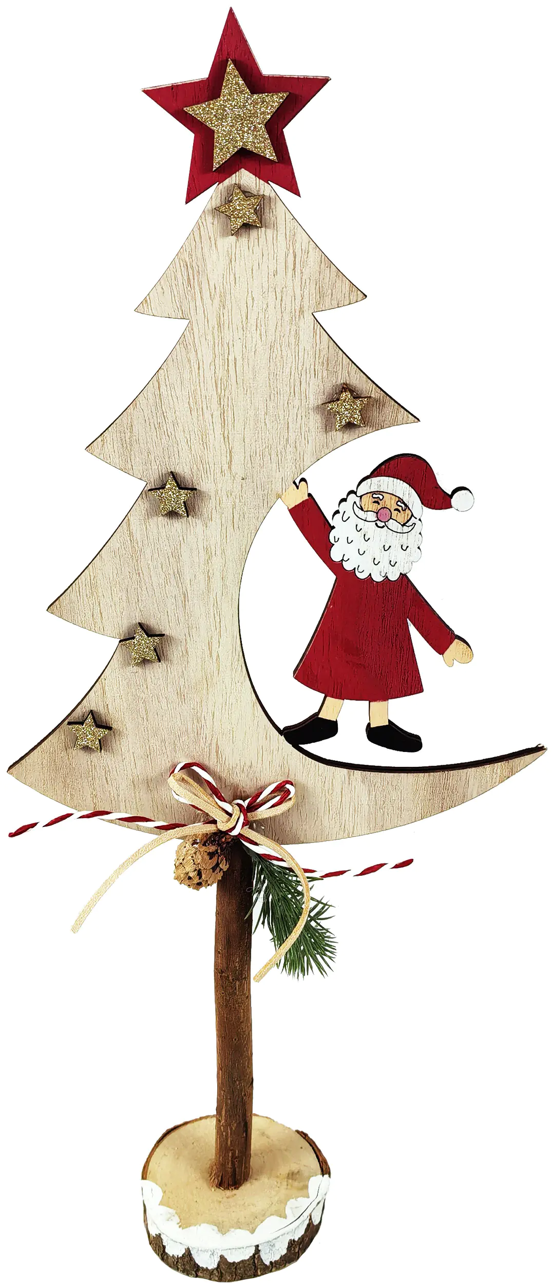 TrendLine Dekofigur Holz Tannenbaum Weihnachtsmann 45 x 42 x 52 cm mehrfarbig