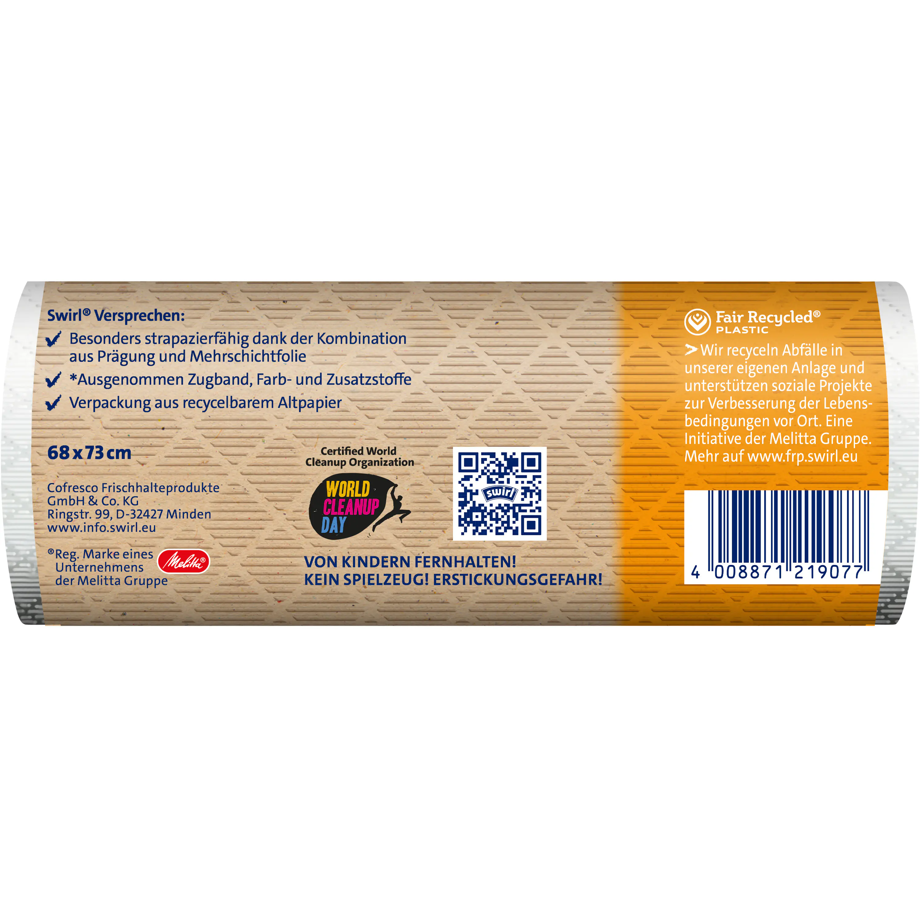 Swirl® 60 l Zugband- Müllbeutel  Reißfest & Dicht