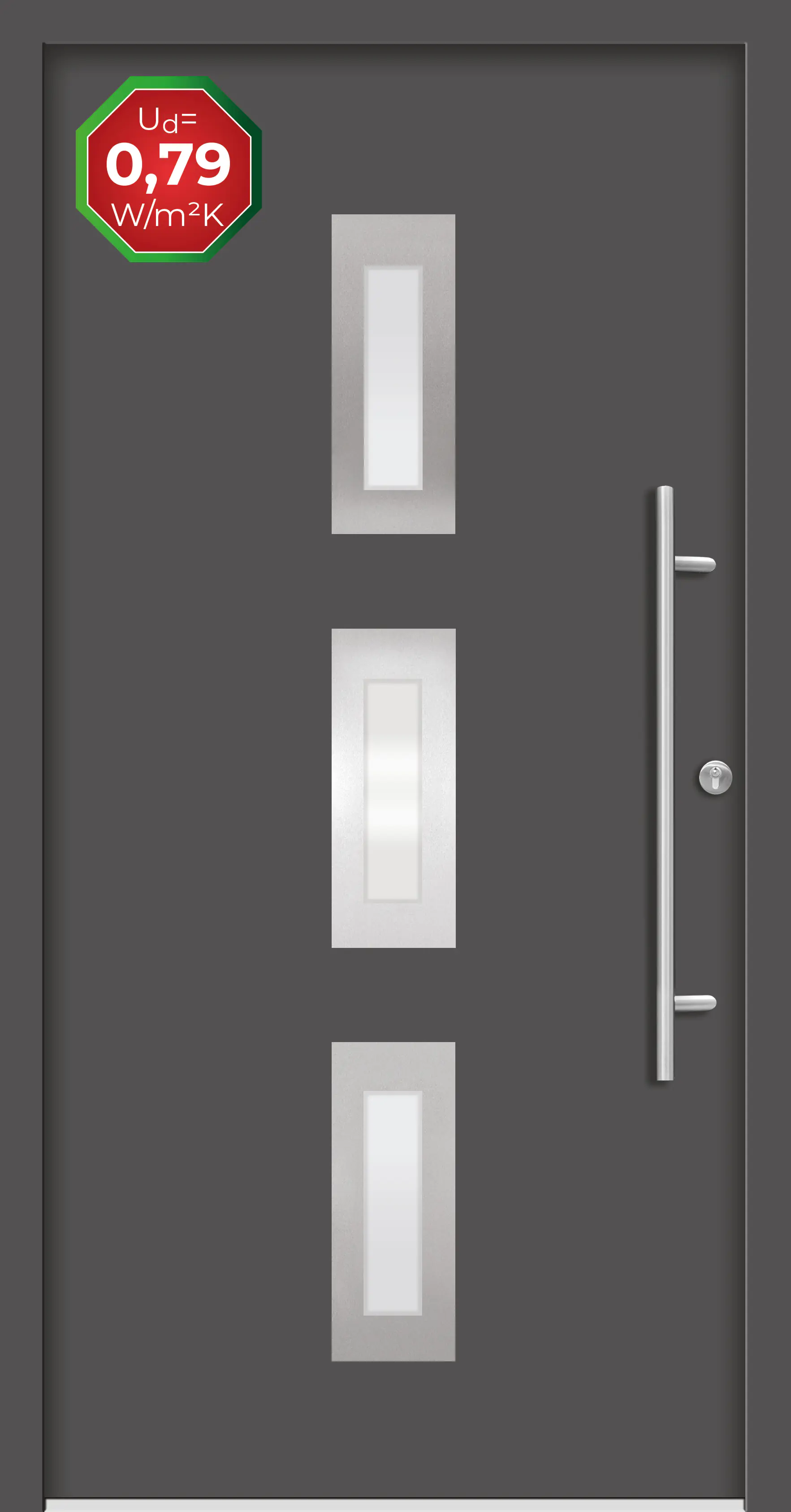 Splendoor Haustür Passivedoor Premium B02 Anthrazit DIN Rechts 100 x 210 cm