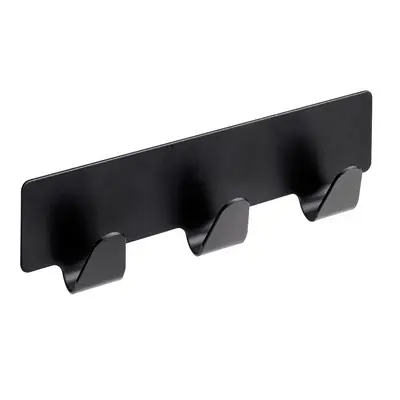 Hettich Hakenleiste Edelstahl 3-reihig 12 x 3,1 cm selbstklebend schwarz matt