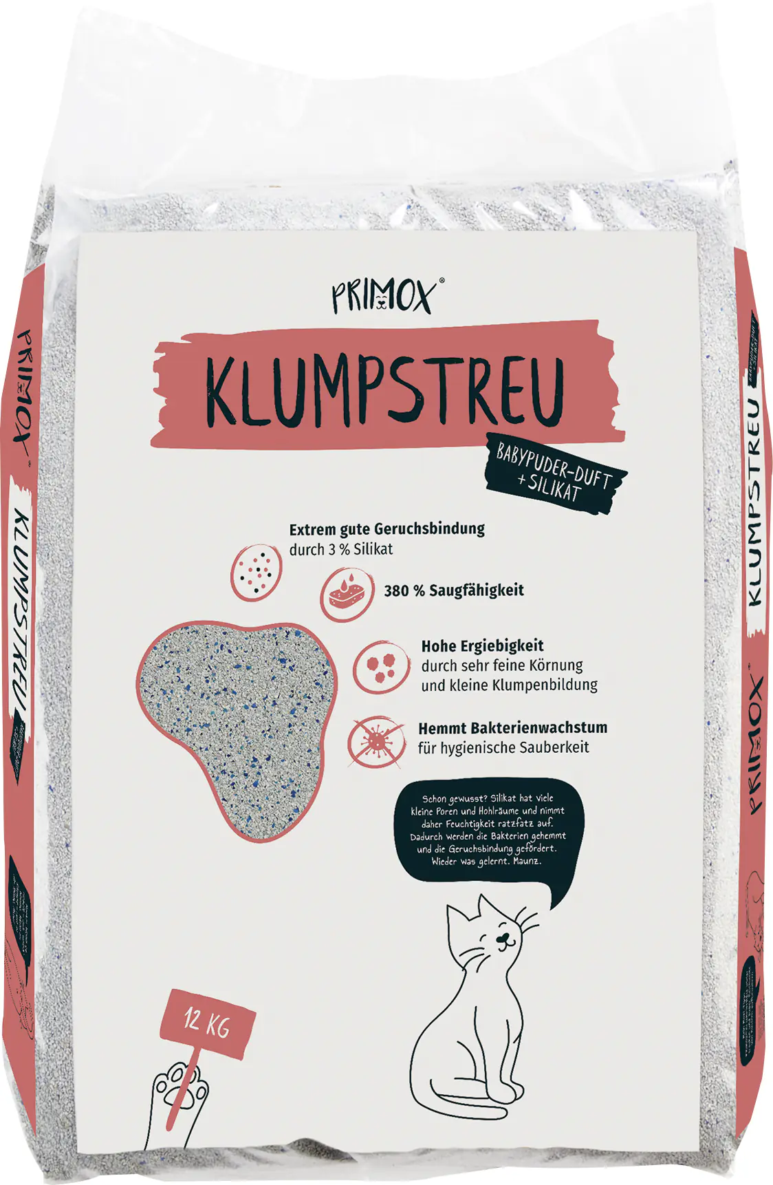 Primox Katzenstreu Babypuder und Silikat 12 kg