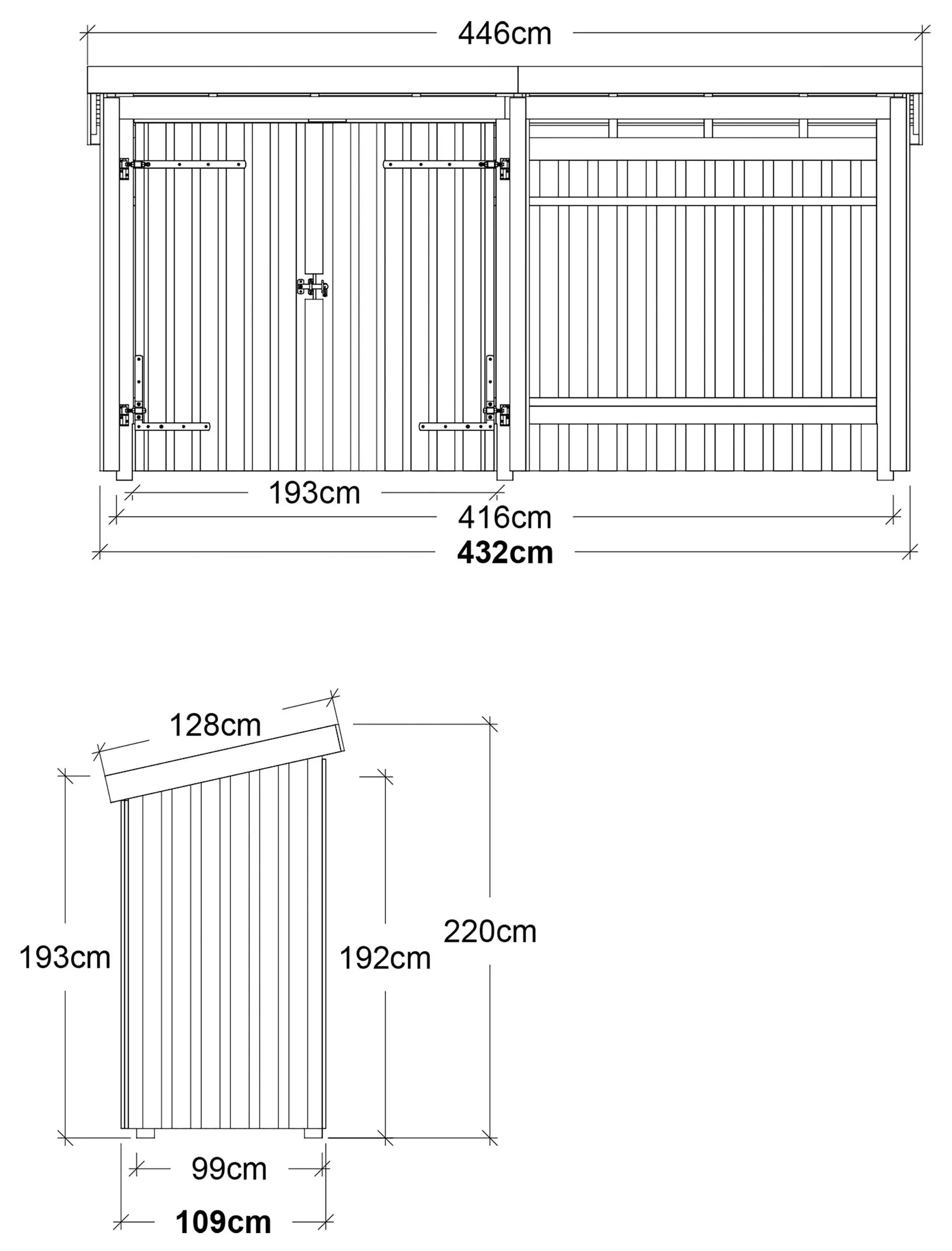 Plus Gartenhaus Nordic Multi 416 x 99 cm natur mit Doppeltür
