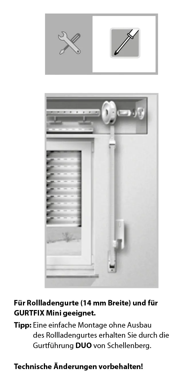 Schellenberg Gurtführung Standard für System Mini mit 2 Leitrollen weiß