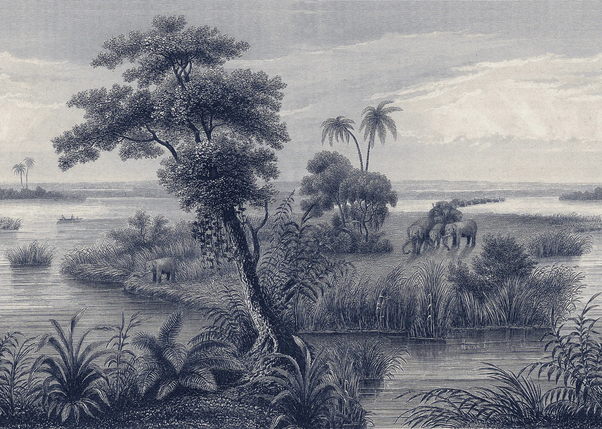 Rasch Vlies Fototapete 556124 Blau-Mittelblau Muster & Motive 2,65 m x 3,71 m