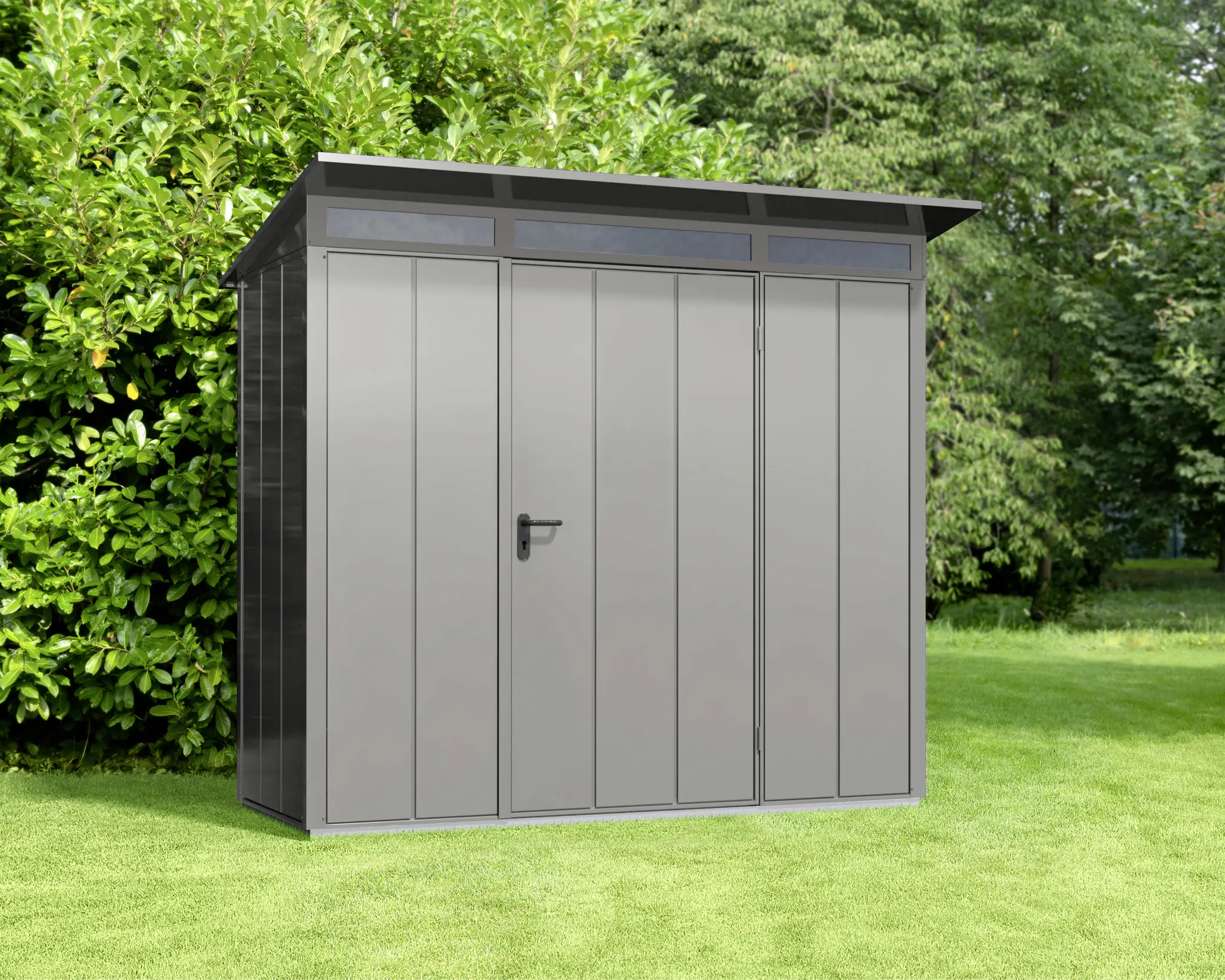 EcoStar Gerätehaus Elegant-P Typ 1 graualuminium 247,9 x 153 x 228,6 cm