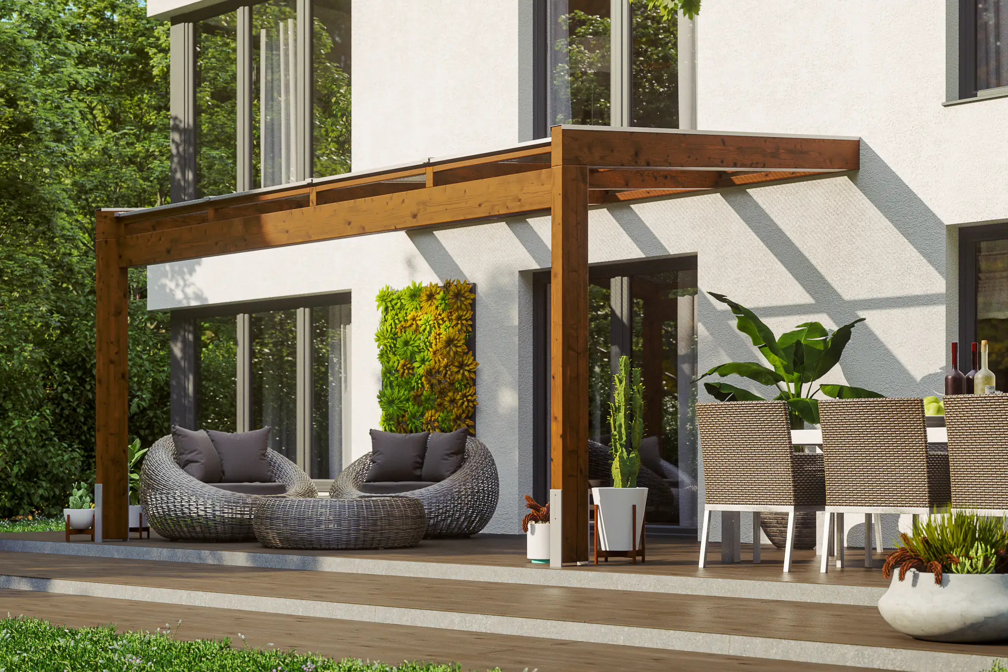 SKAN HOLZ Terrassenüberdachung Novara 450 x 259 cm Leimholz