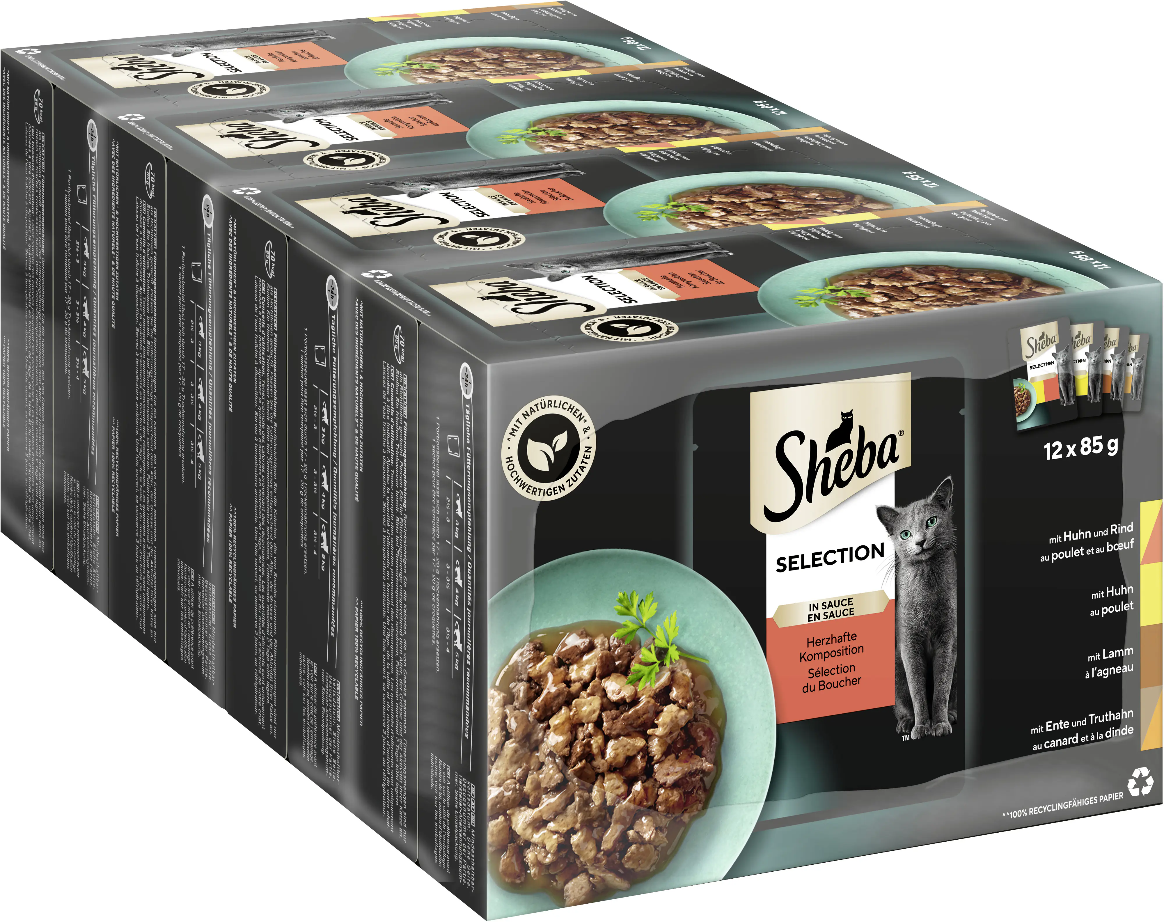 Sheba Katzennassfutter Adult 12 x 85 g Selection in Soße 