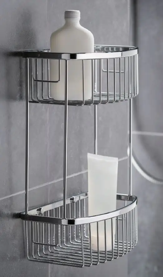 Primaster Duschkorb Tuna eckig Edelstahl 2 Ablagen chrom