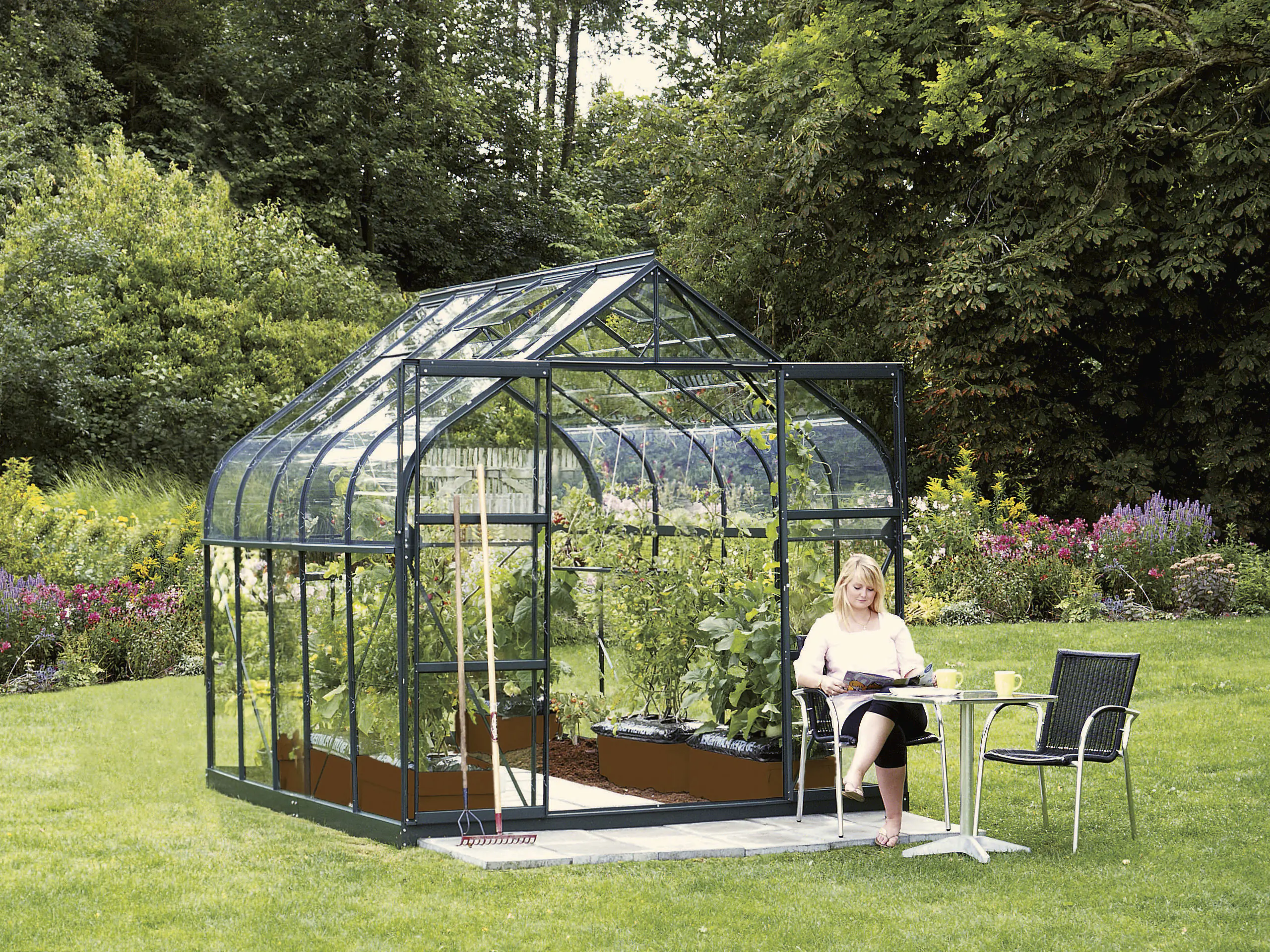 Vitavia Gewächshaus-Set Dione 8300 ESG 3 mm smaragd 254 x 317 cm 