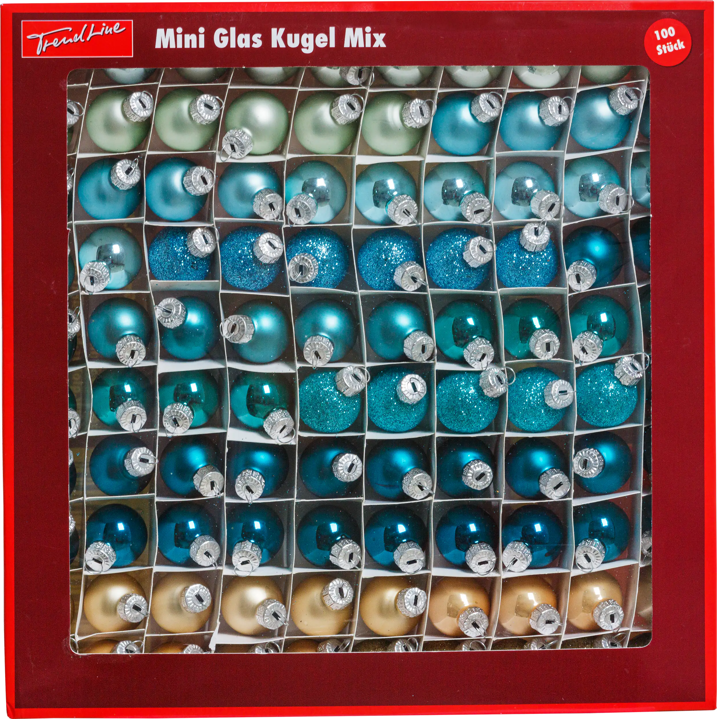 TrendLine Mini-Christbaumkugeln aus Glas Ø 2,5 cm gold-blau 100 Stück TrendLine Mini-Christbaumkugeln aus Glas Ø 2,5 cm gold-blau 100 Stück