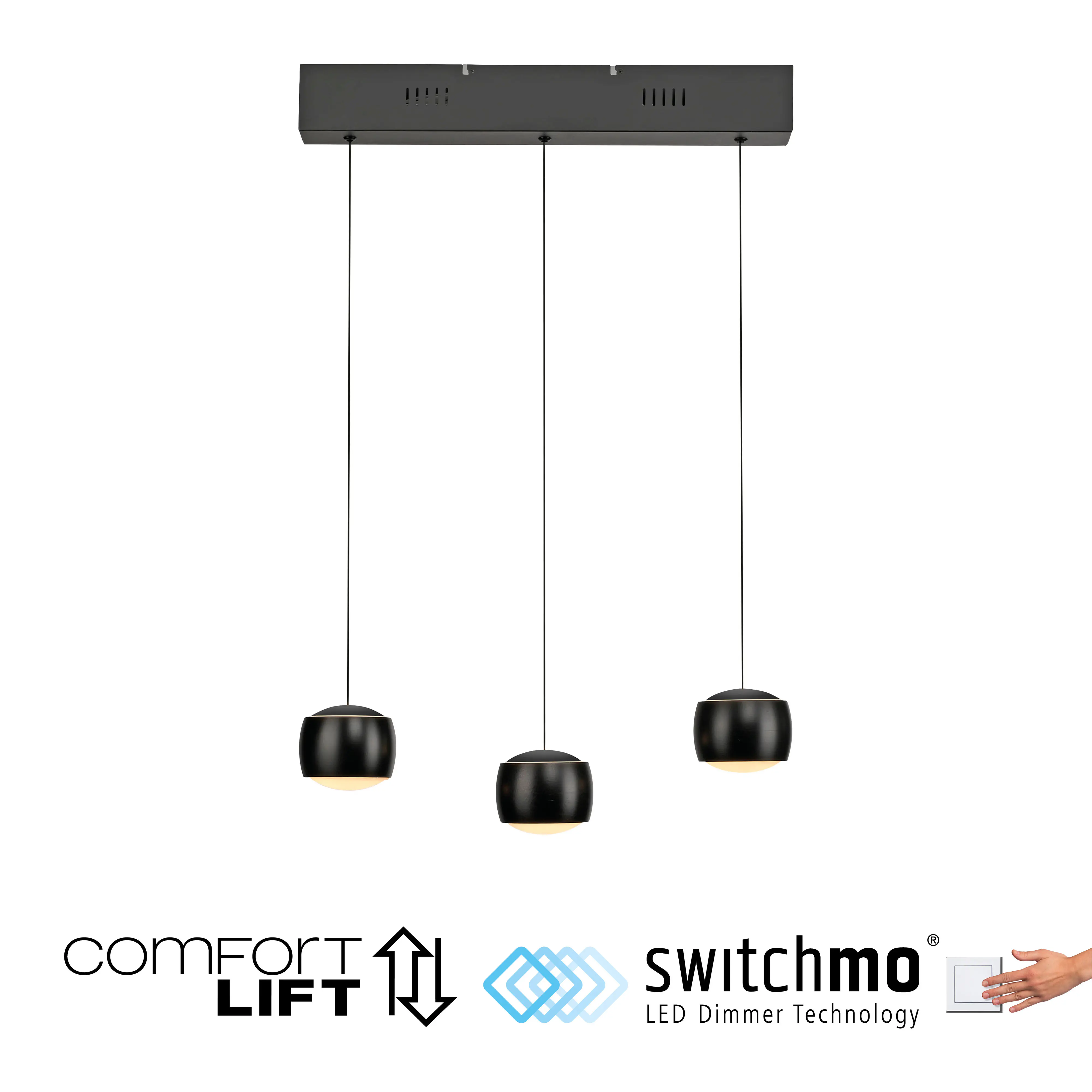 Just Light LED Pendelleuchte Ballini 3 Flammig 220 cm warmweiß
