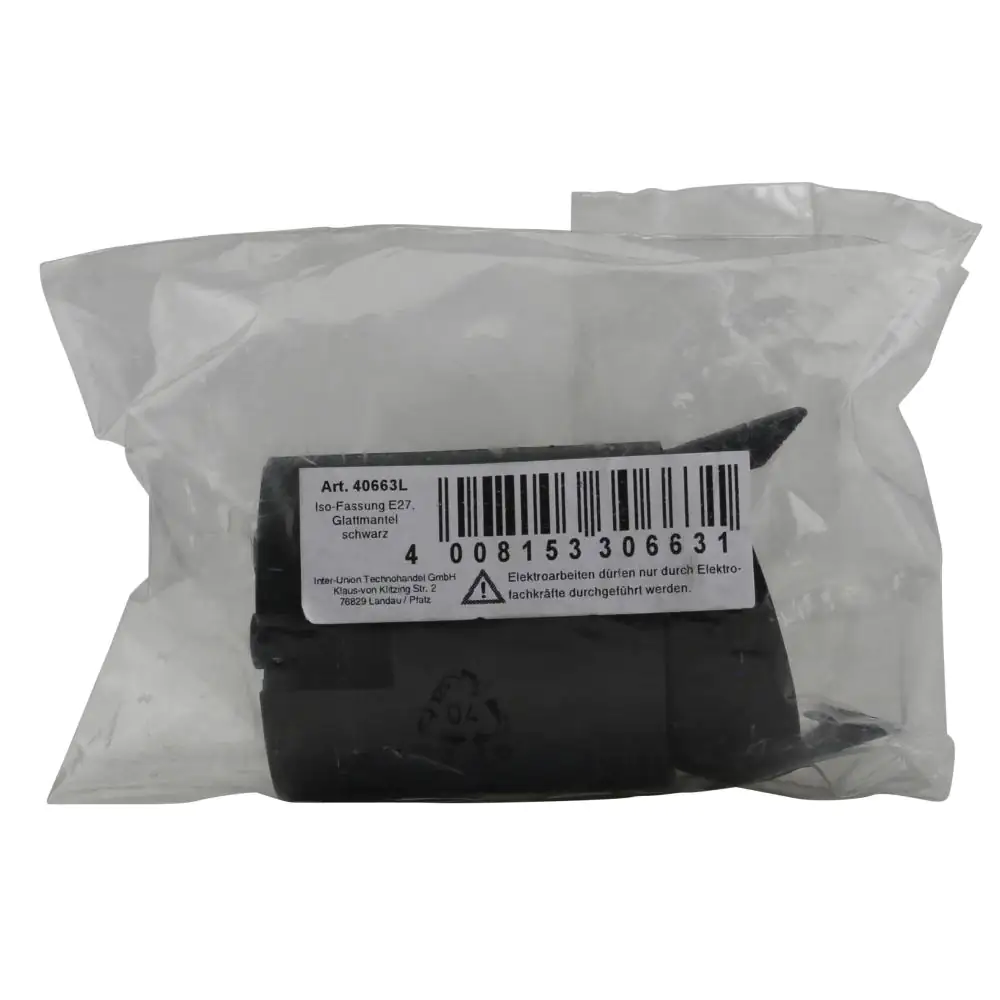 Lampen-Fassung Glattmantel E 27, schwarz Lampen-Fassung Glattmantel E 27, schwarz