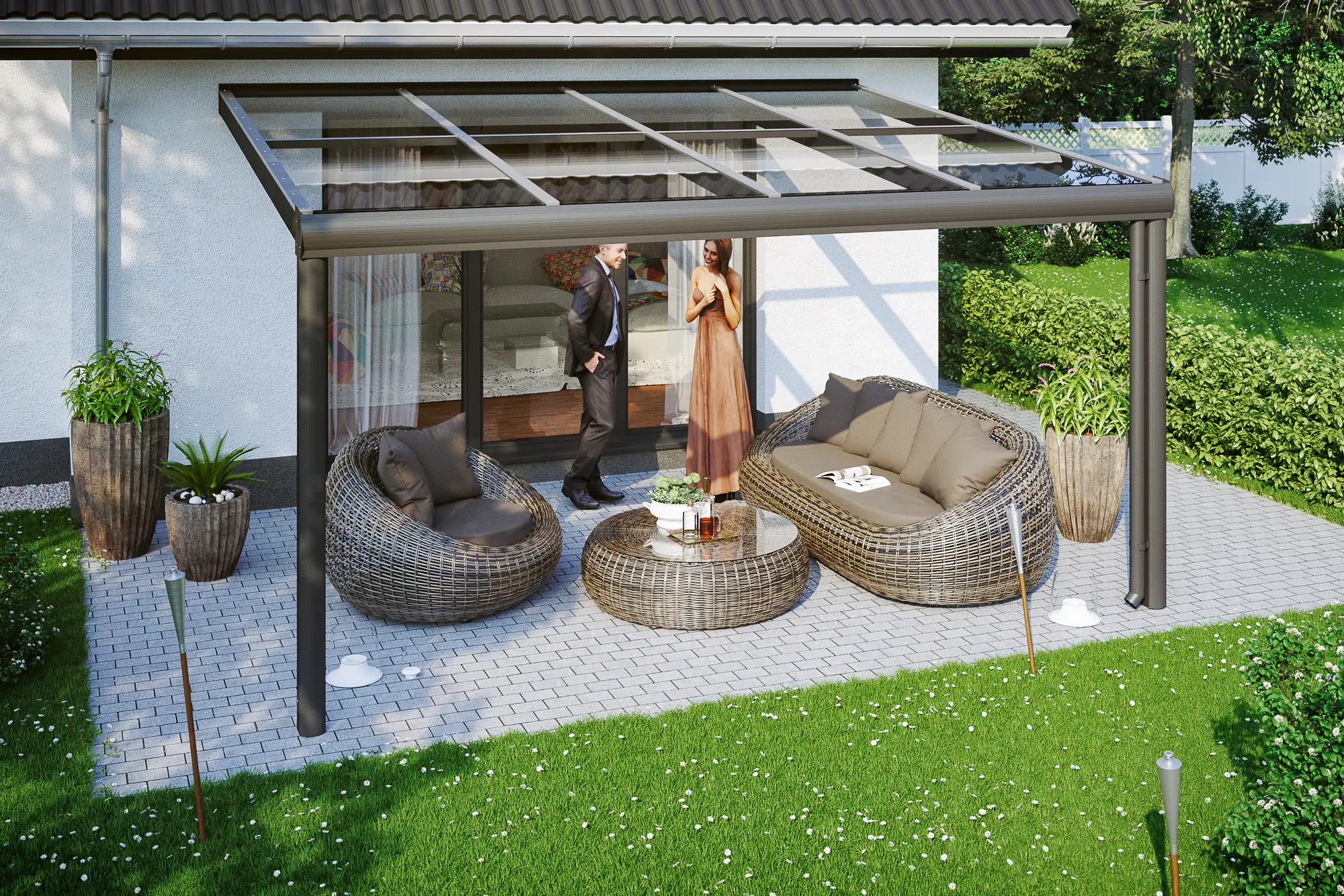 SKAN HOLZ Terrassenüberdachung Modena 434 x 257 cm, Aluminium Anthrazit