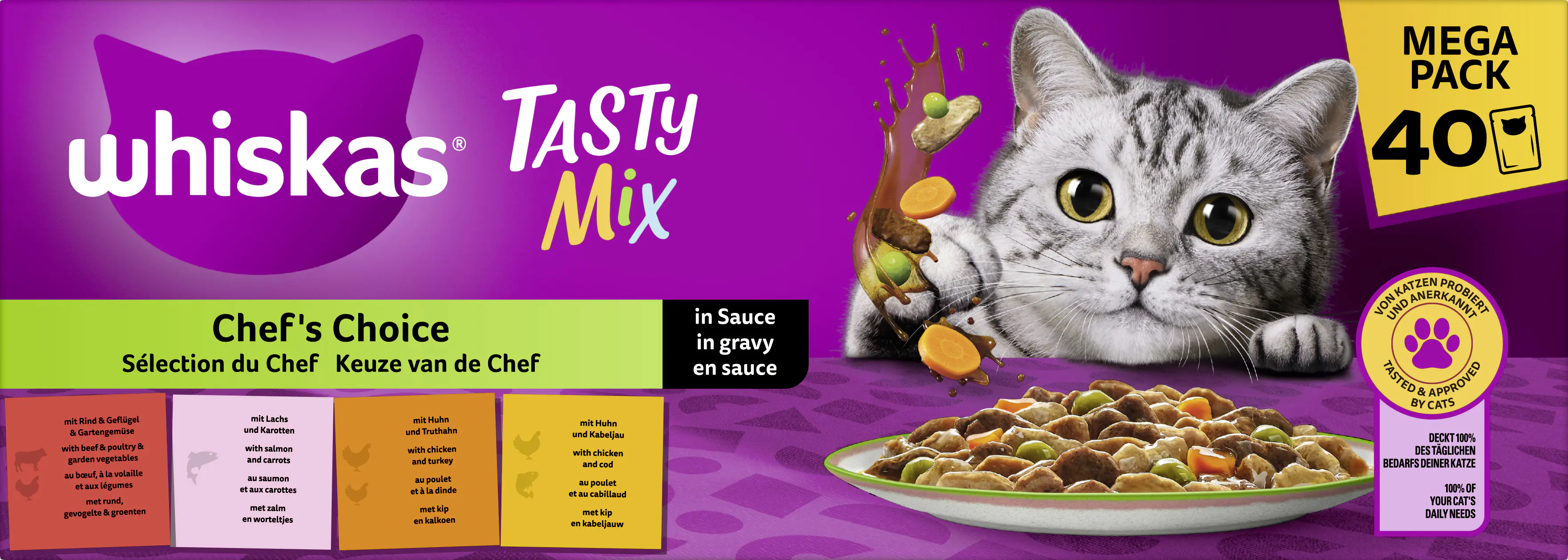 Whiskas Tasty Mix Katzennassfutter Adult 40 x 85 g Fisch in Sauce