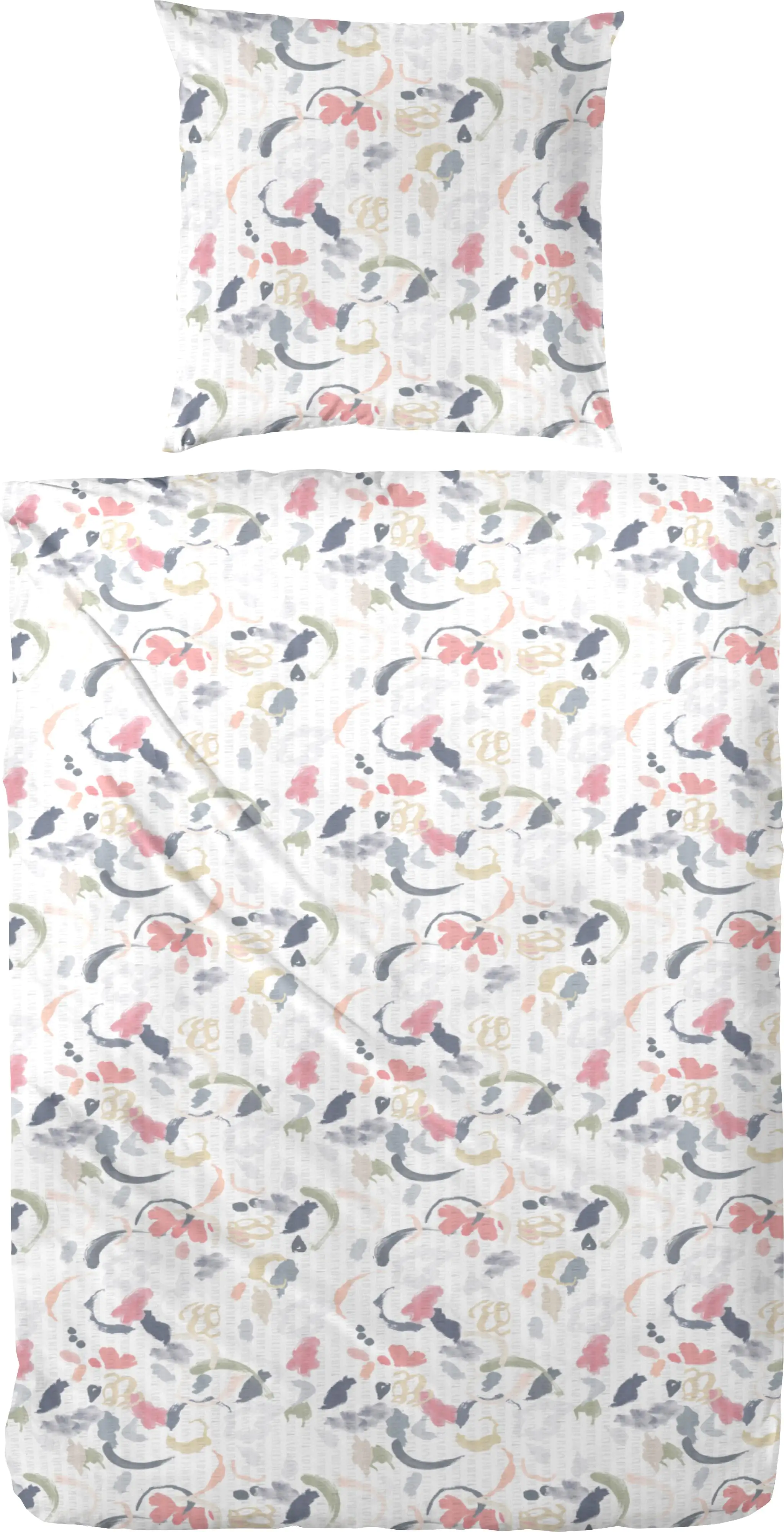 Vario Bettwäsche Baumwolle Seersucker Farbdruck weiß, 135 x 200 cm