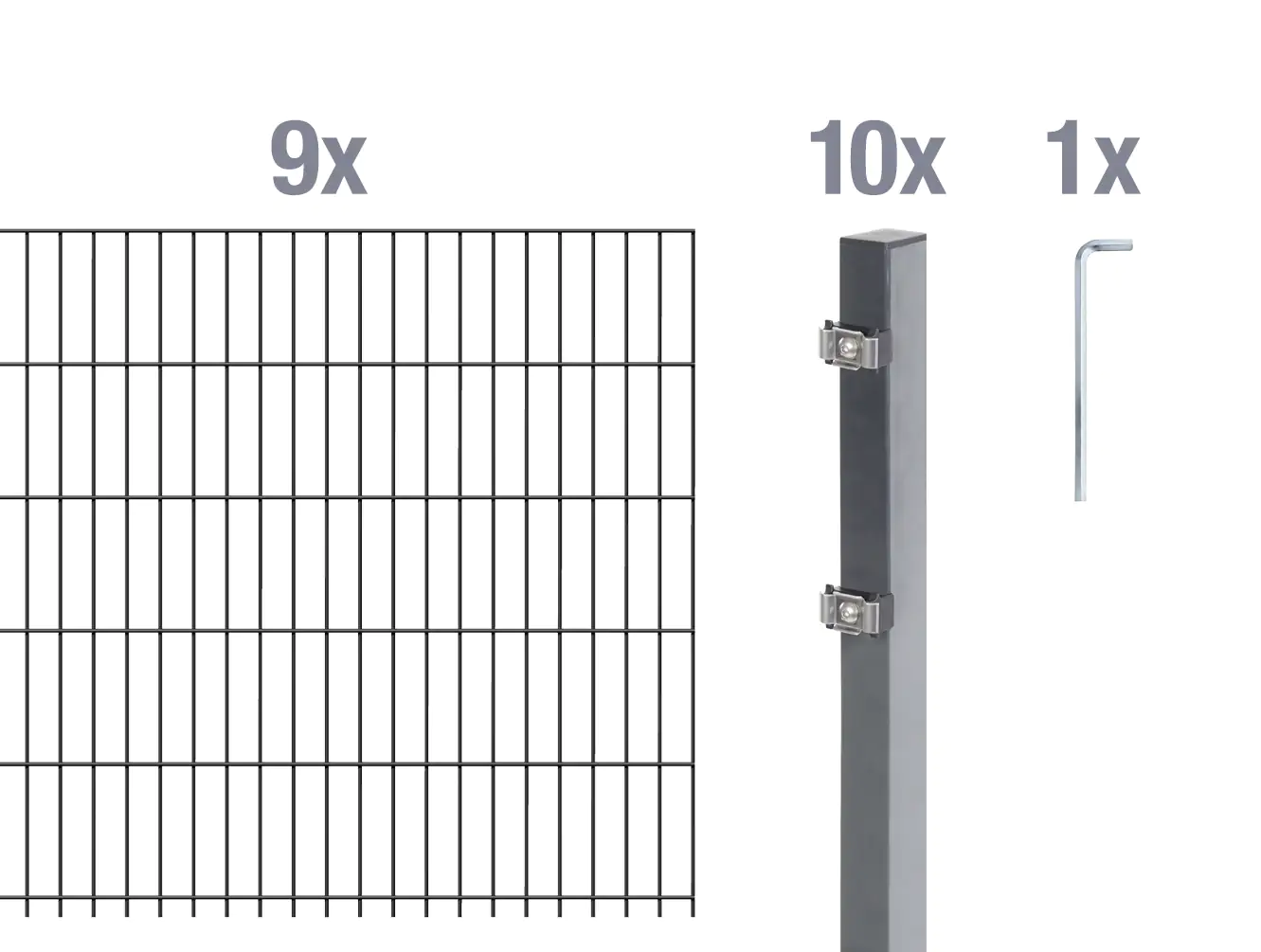 Alberts Doppelstabmatten-Grundset 18 m 200 x 140 cm 6/5/6 anthrazit