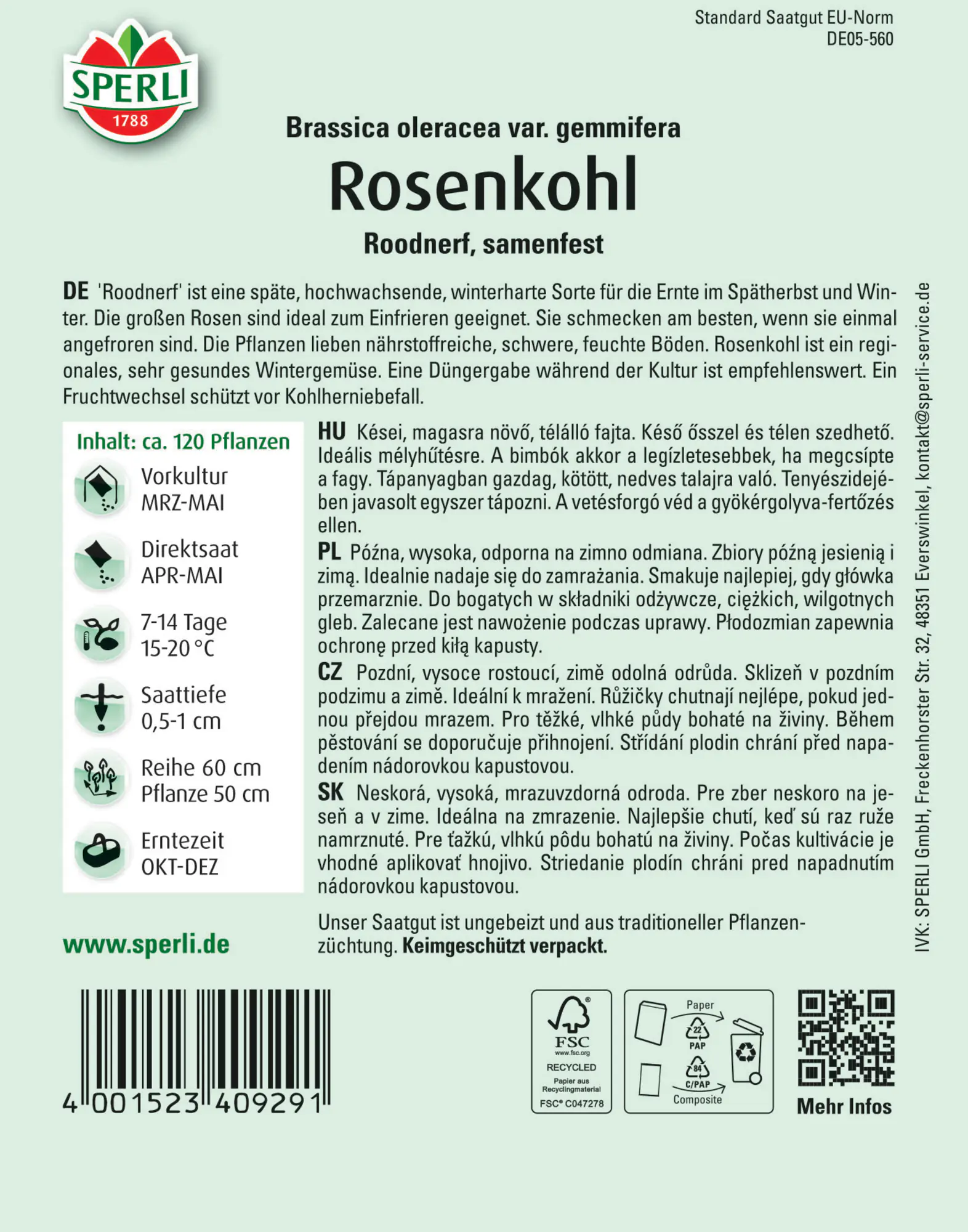 Sperli Rosenkohl Roodnerf