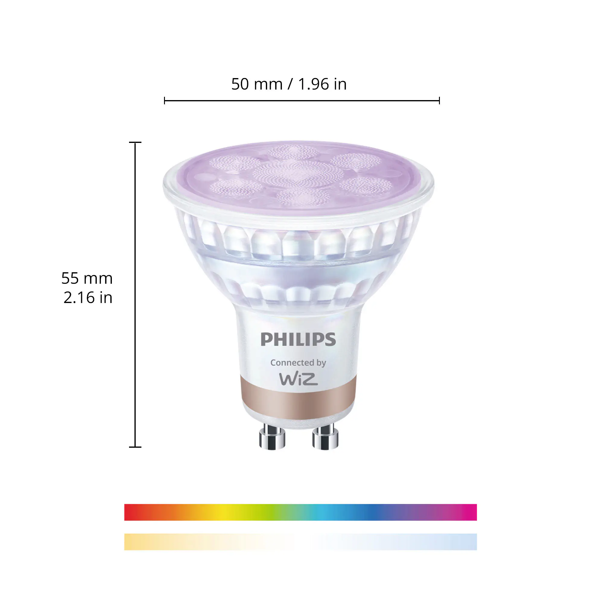 Philips LED Leuchtmittel GU10 4,7W 345lm 2200-6500K RGB