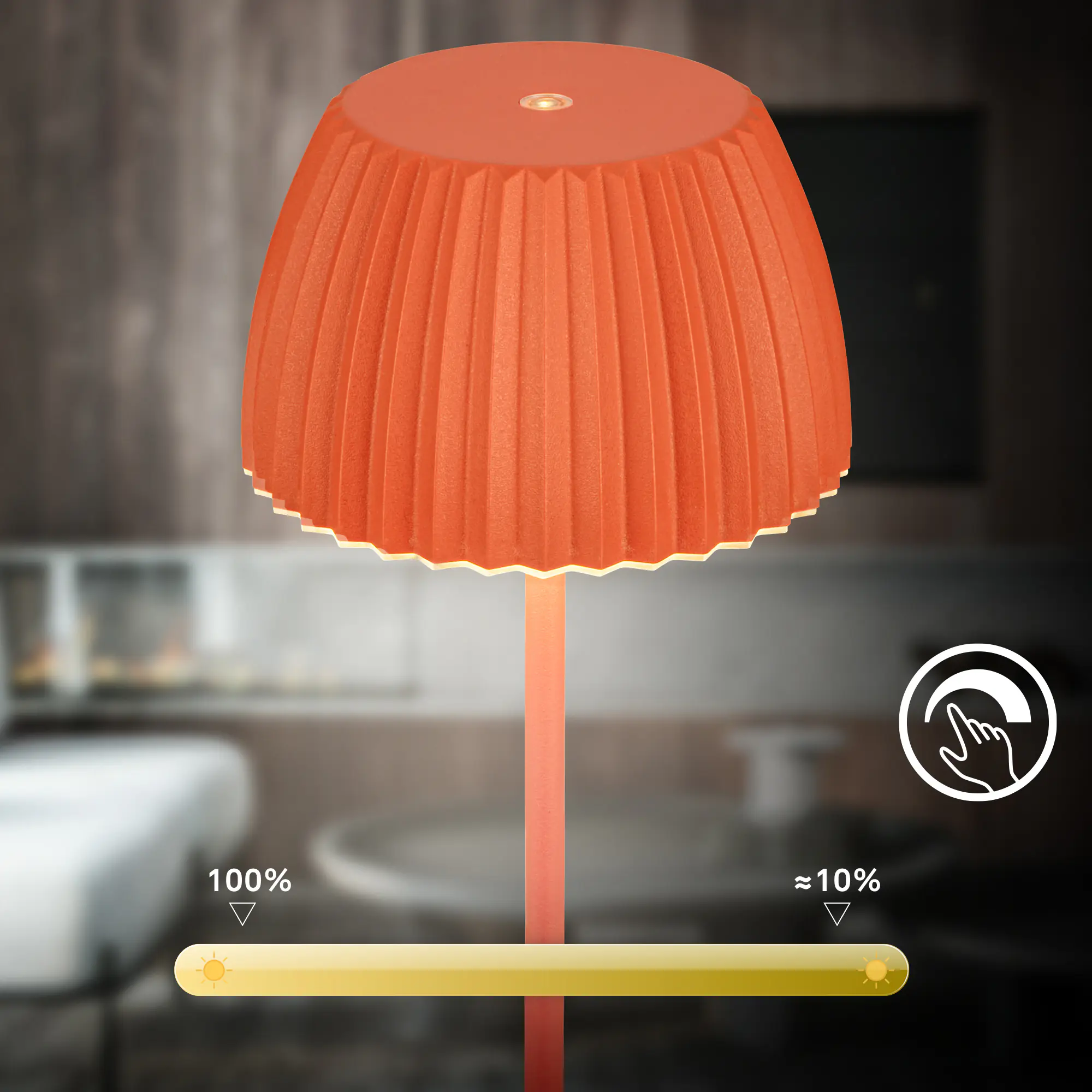 Briloner LED-Tischleuchte Riffle mit Akku orange dimmbar