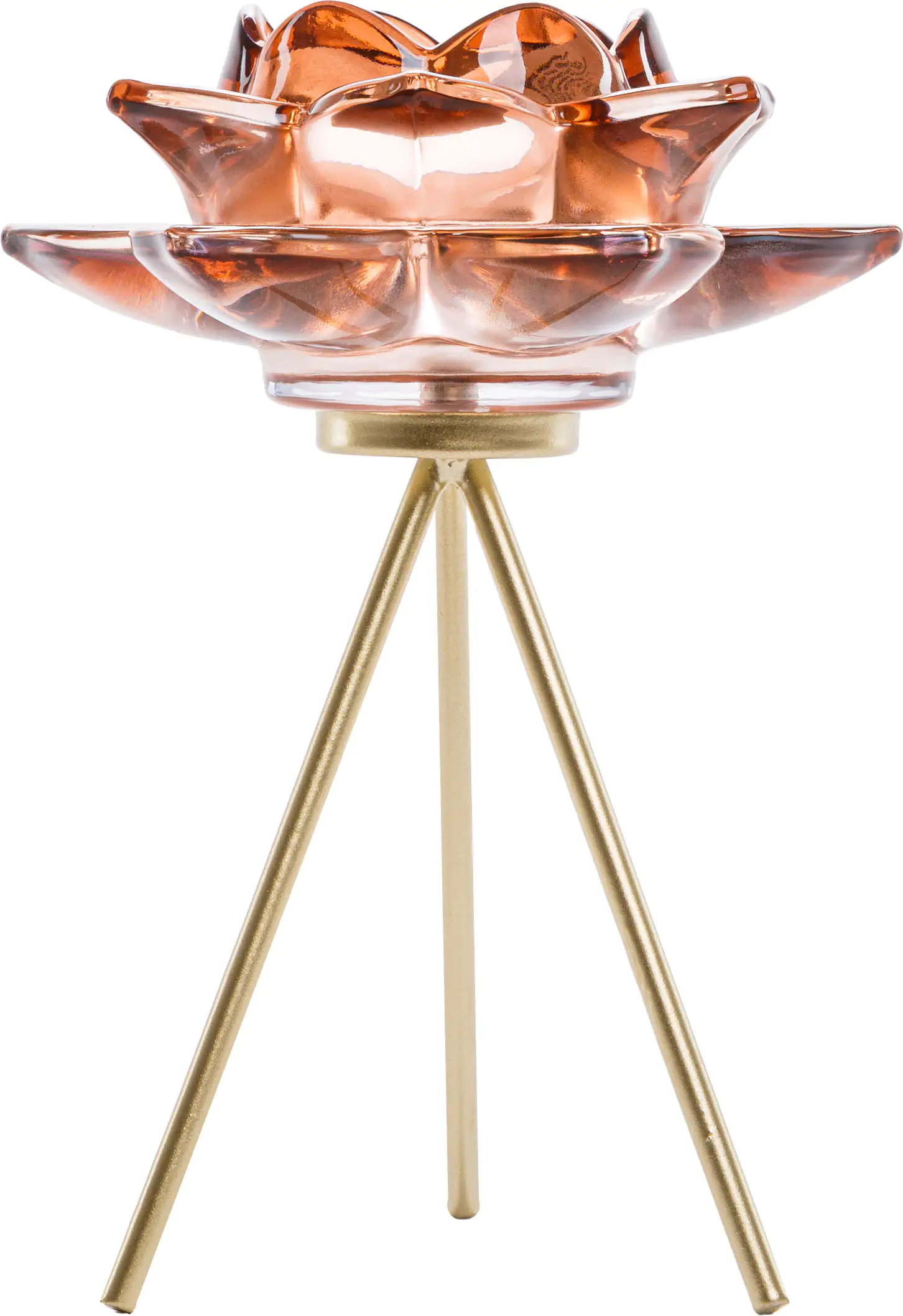 TrendLine Teelichthalter Glas 20,5 cm rose gold Seerose