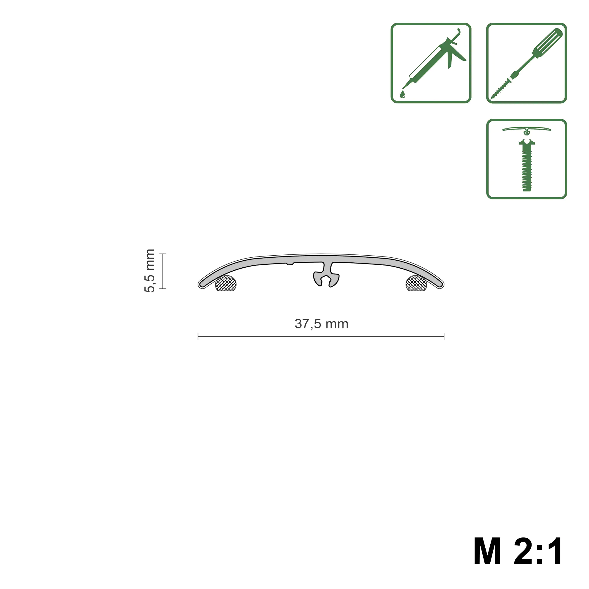 Neuhofer Übergangsprofil 90 cm, 37,5 x 5,5 mm Neuhofer Übergangsprofil 90 cm, 37,5 x 5,5 mm