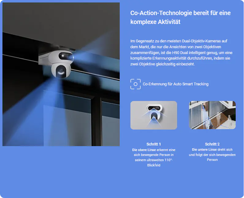 Ezviz Überwachungskamera mit Mikrofon & Lautsprecher H90 2K+ Dual Lenses