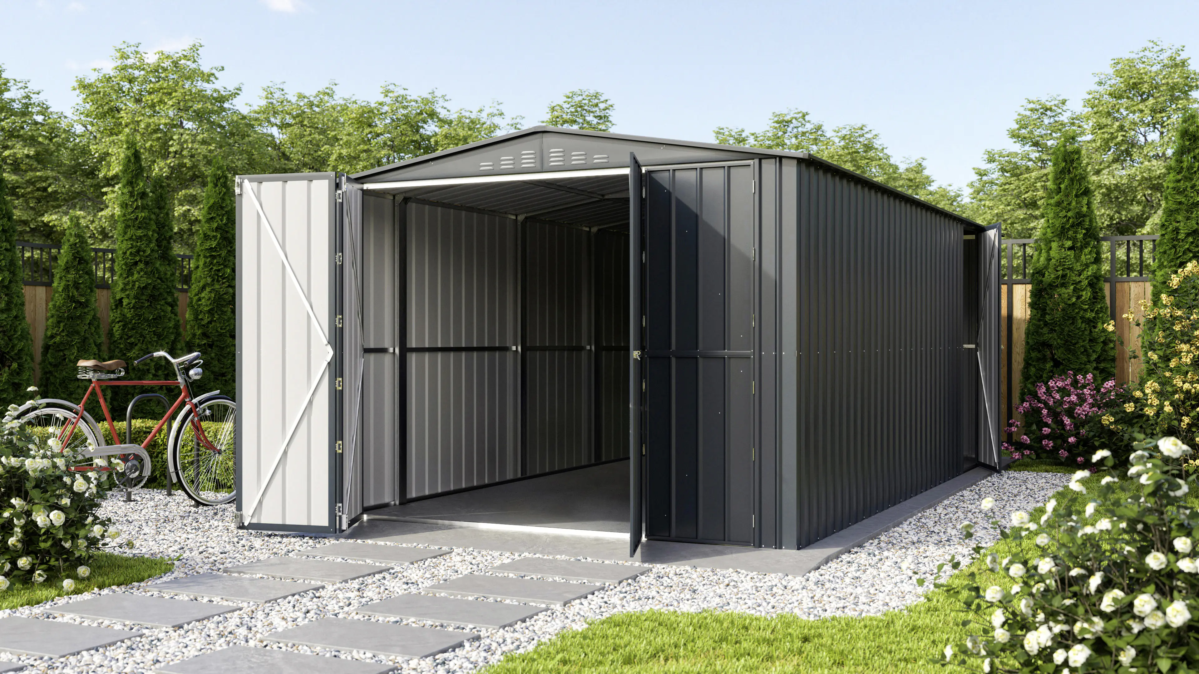 Globel Erweiterungsmodul Metallgerätehaus Worker 125 x 308 x 225 cm anth.