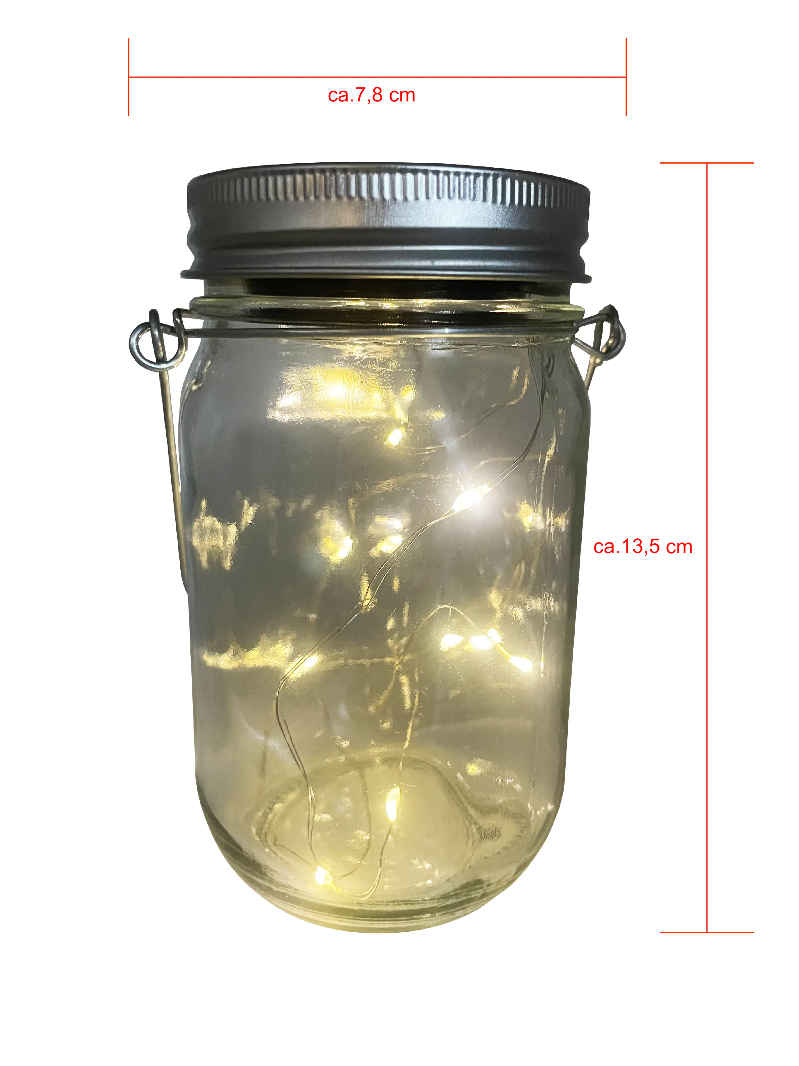 Dapo LED Solarleuchte Lichterkette im Glas warmweiß