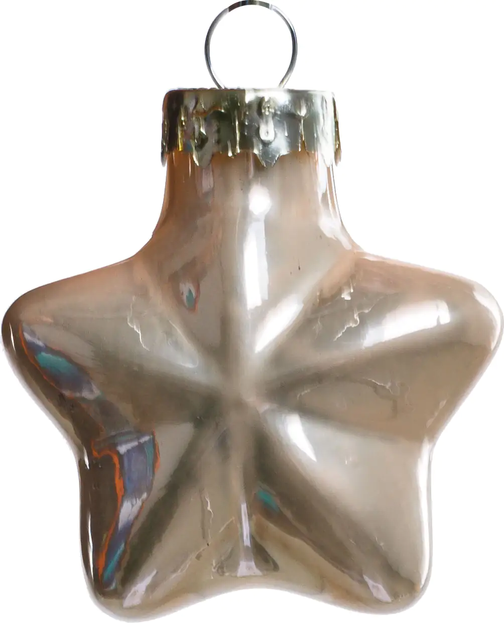 2076601552956_02 TrendLine Weihnachtskugeln Glas-Sterne 4 cm champagner 12 Stück